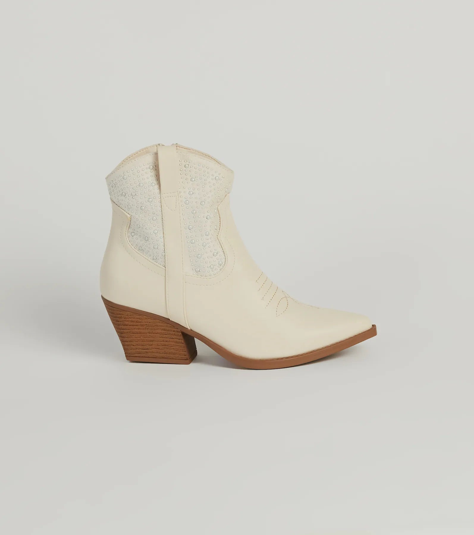 Premium Western Glam Pearl Ankle Booties