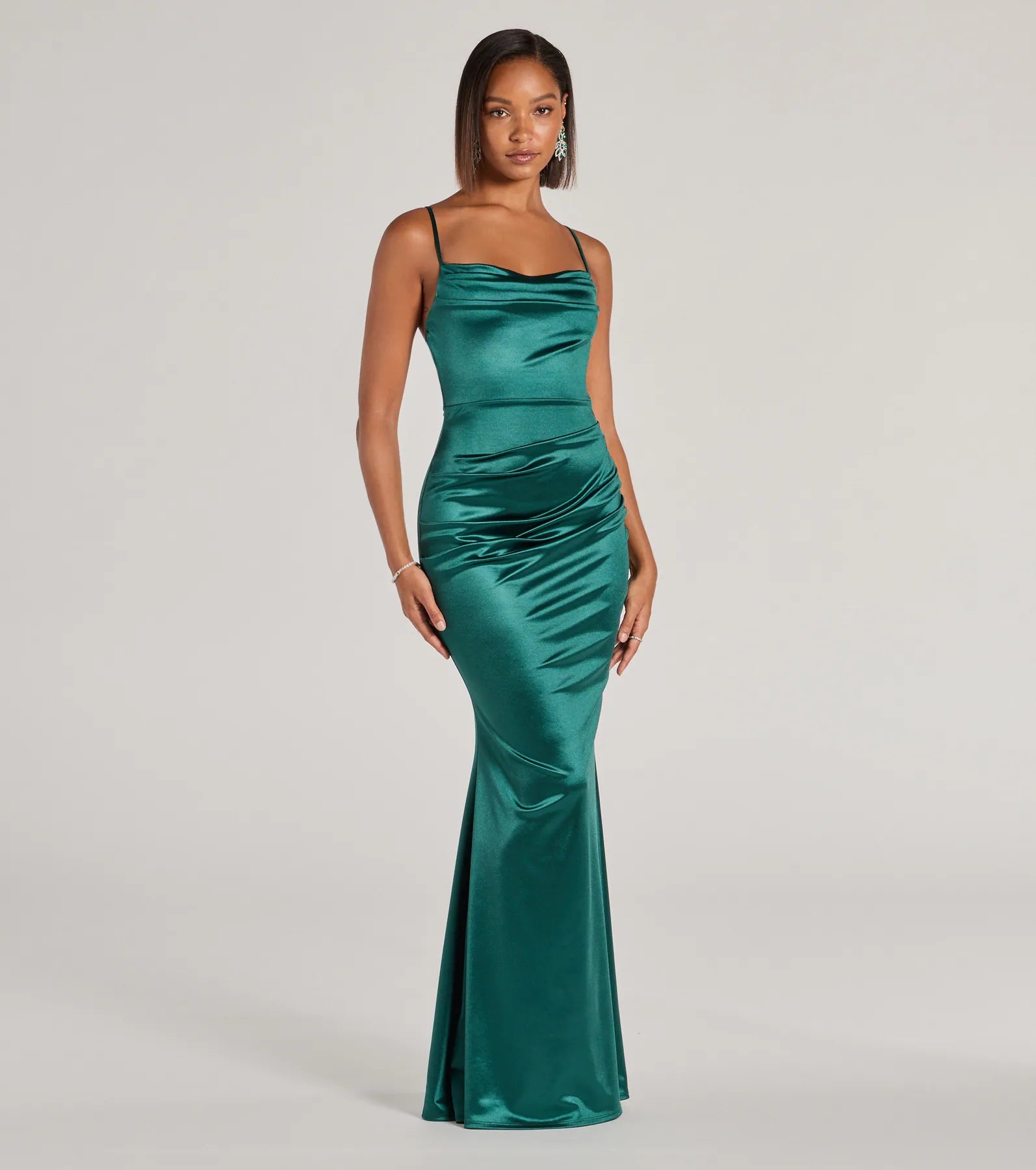 Premium Courteney Cowl Neck Mermaid Satin Gown