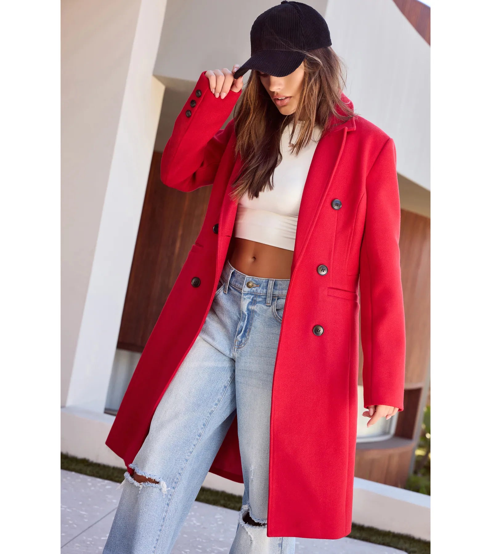 Premium Double-Breasted Faux Wool Trench Coat - Ultimate Sophistication