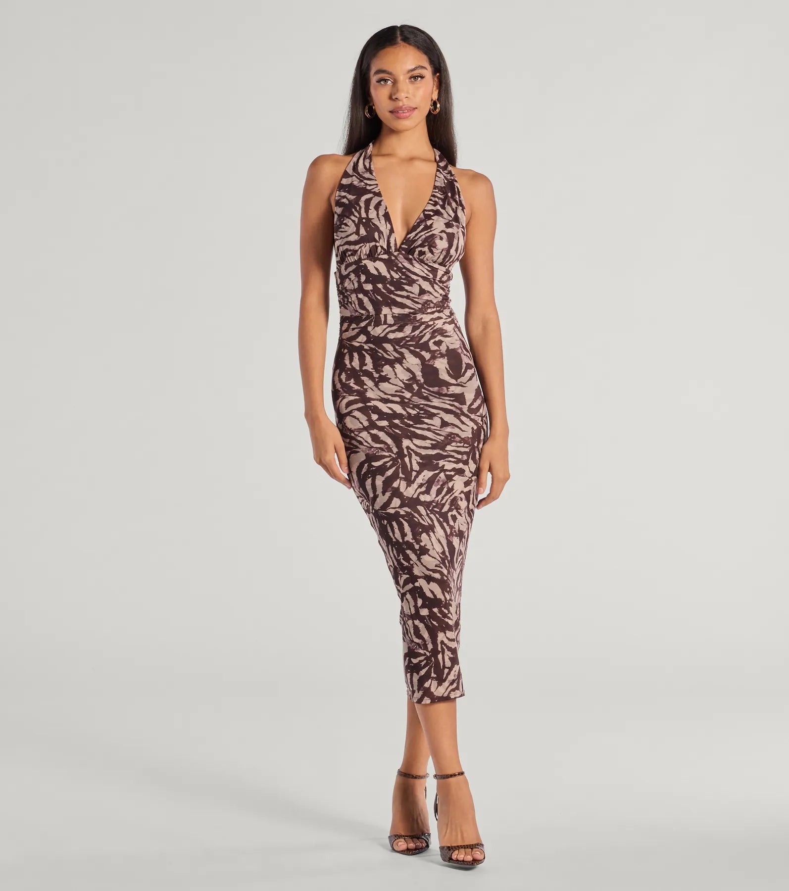 Ultimate Fierce Style Zebra Print Mesh Halter Dress