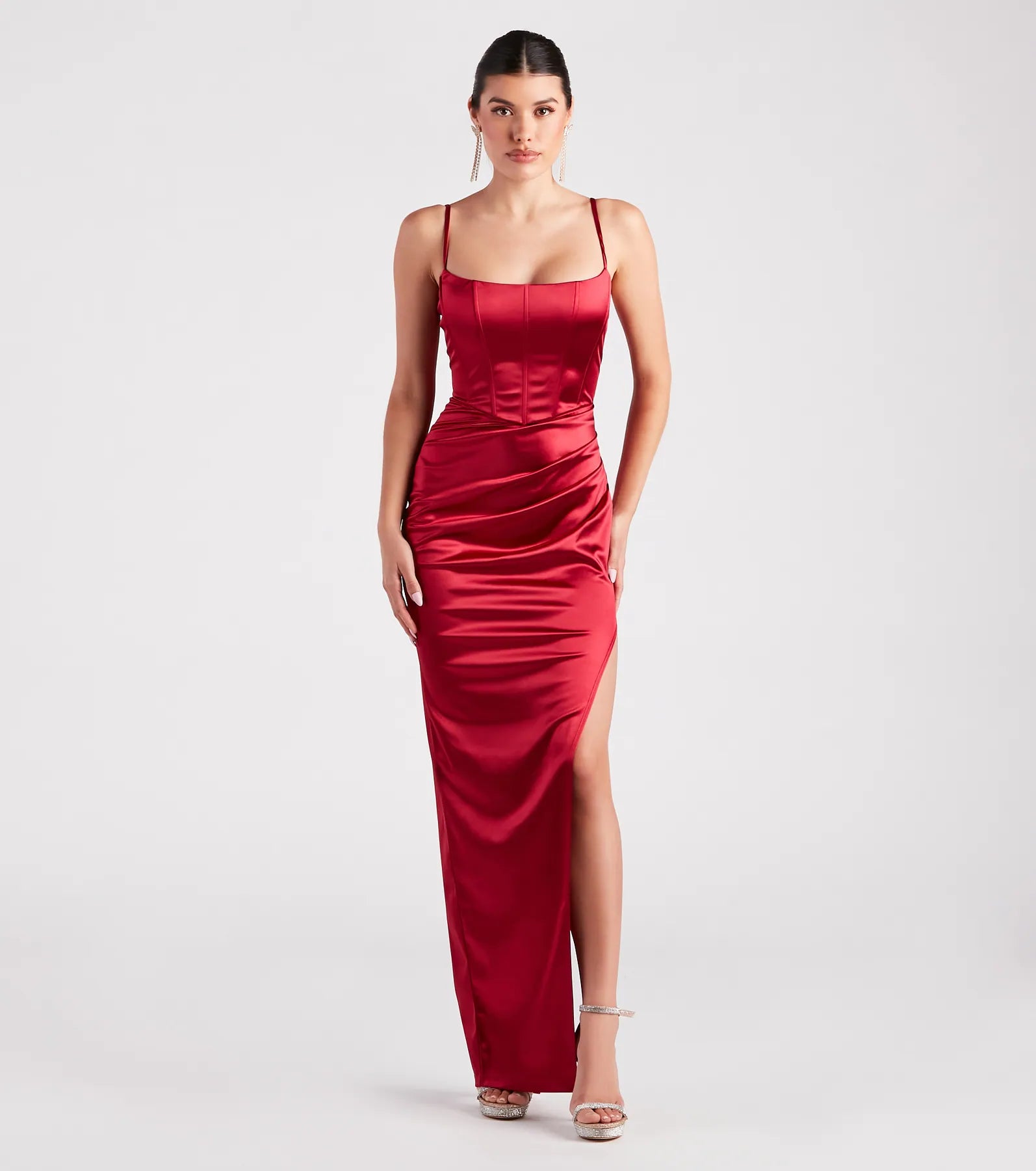 Helena Premium Satin Corset Evening Dress