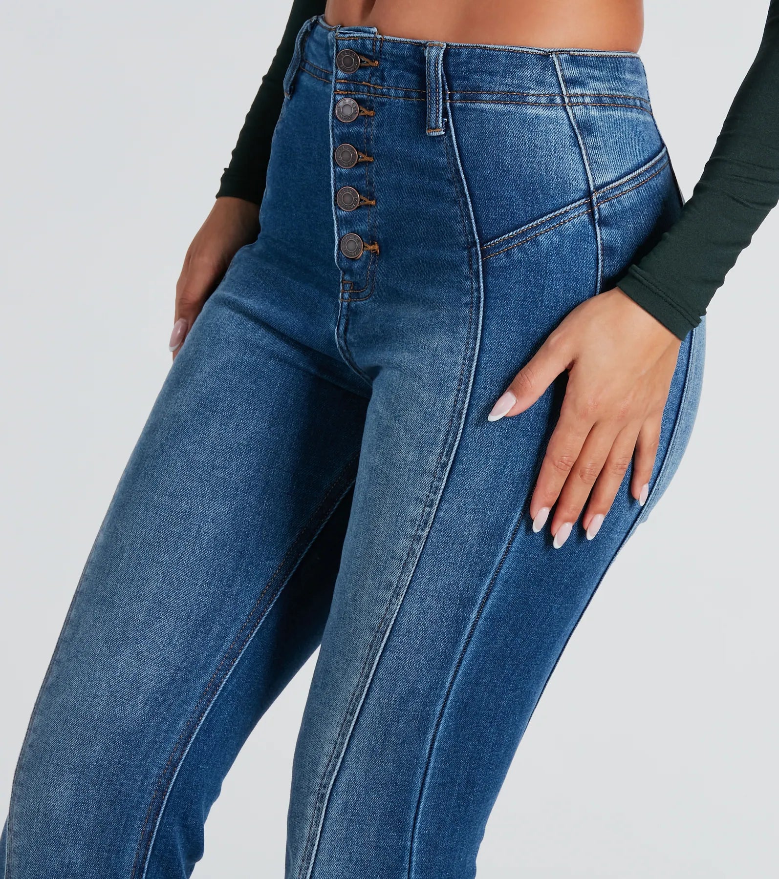 Ultimate High-Rise Flare Denim Jeans - All Buttoned Up