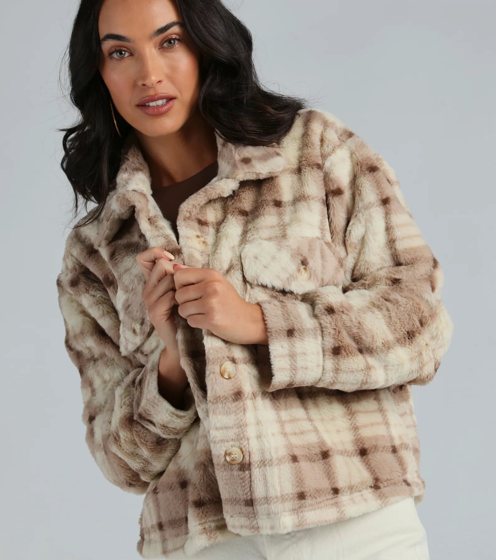 Ultimate Cozy Days Faux Fur Plaid Shacket - Premium Winter Wear