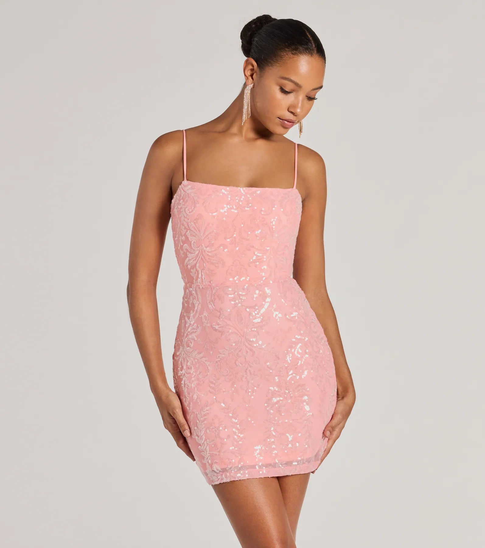 Ultimate Beverly Lace-Up Sequin Party Dress