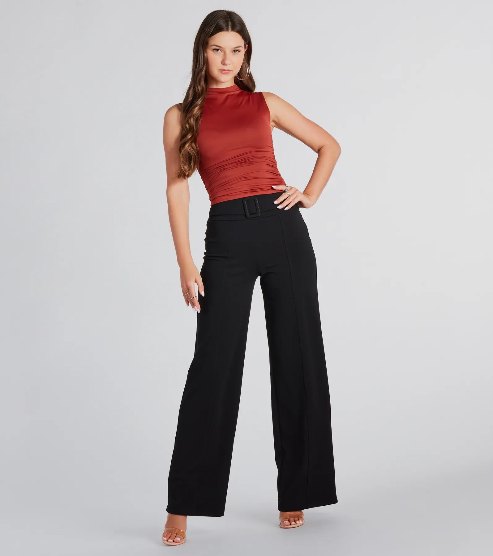 Premium Chic Belt-Detail Trouser Pants - Ultimate Style Upgrade