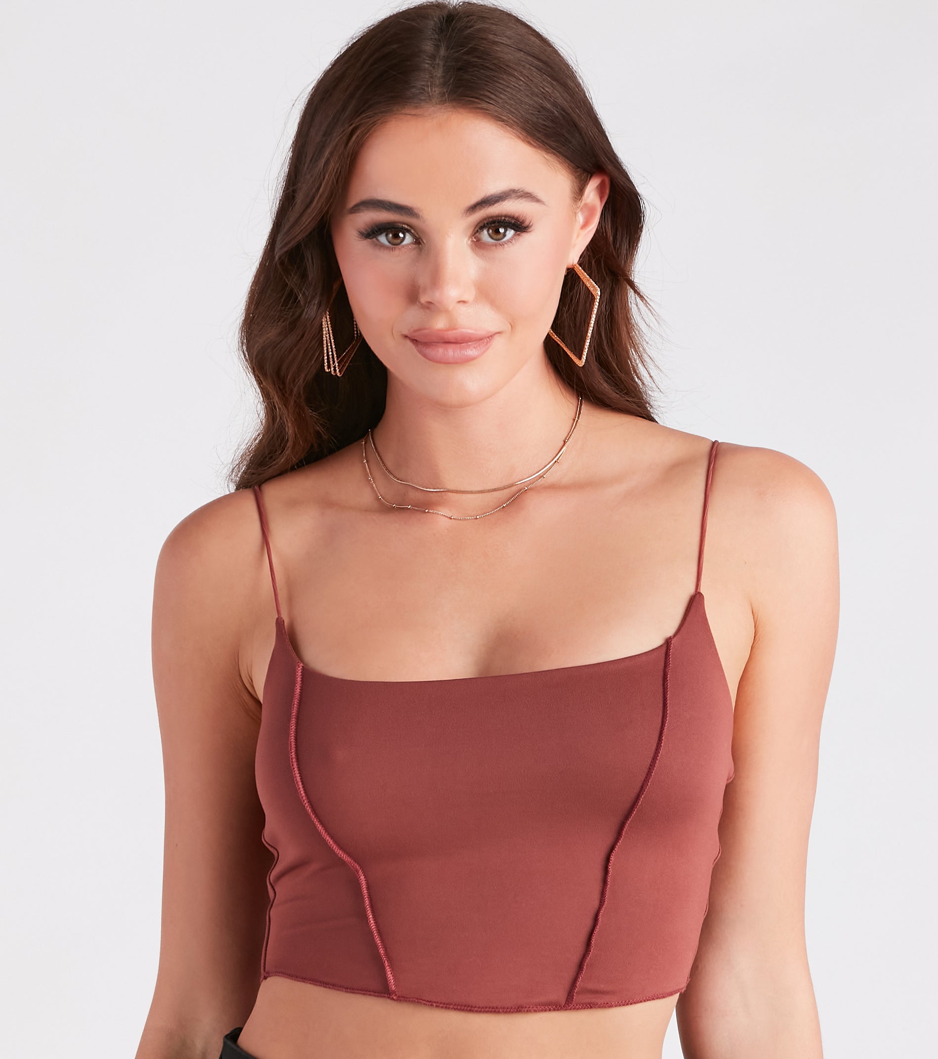 Premium Exposed Seam Crop Tank Top