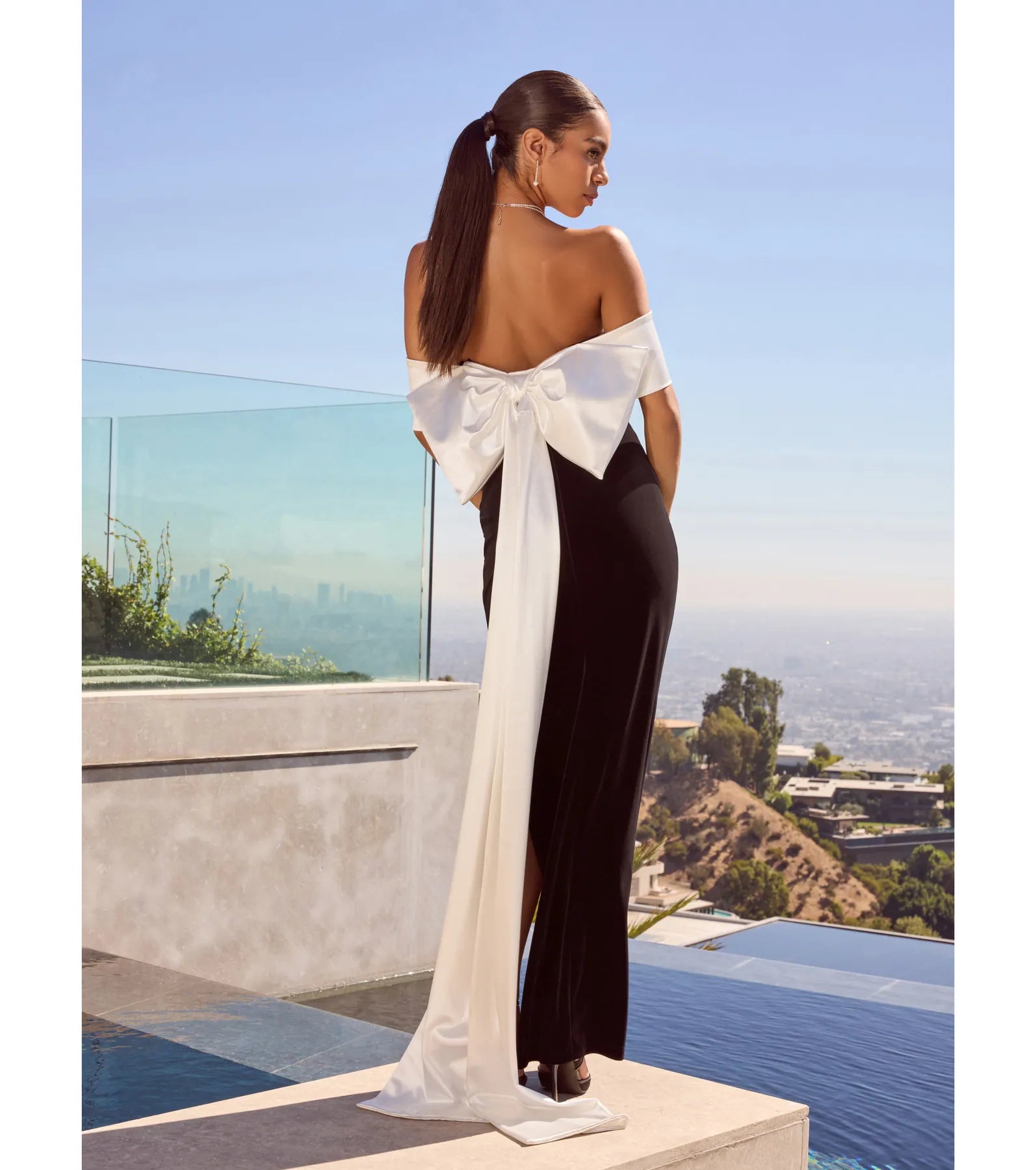 Premium Verona Velvet Formal Dress with Bow Back