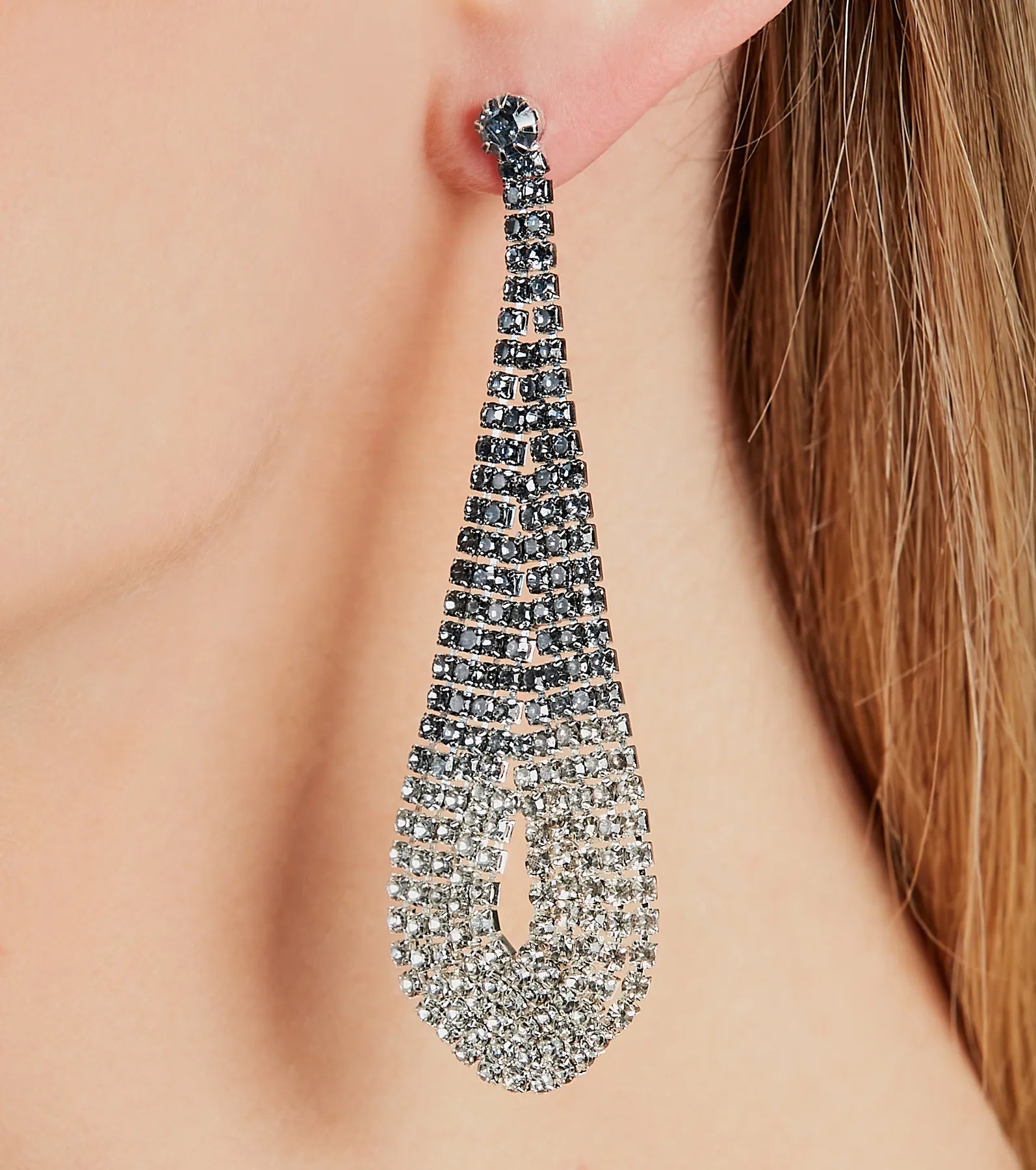 Premium Ombre Rhinestone Teardrop Earrings - Ultimate Elegance