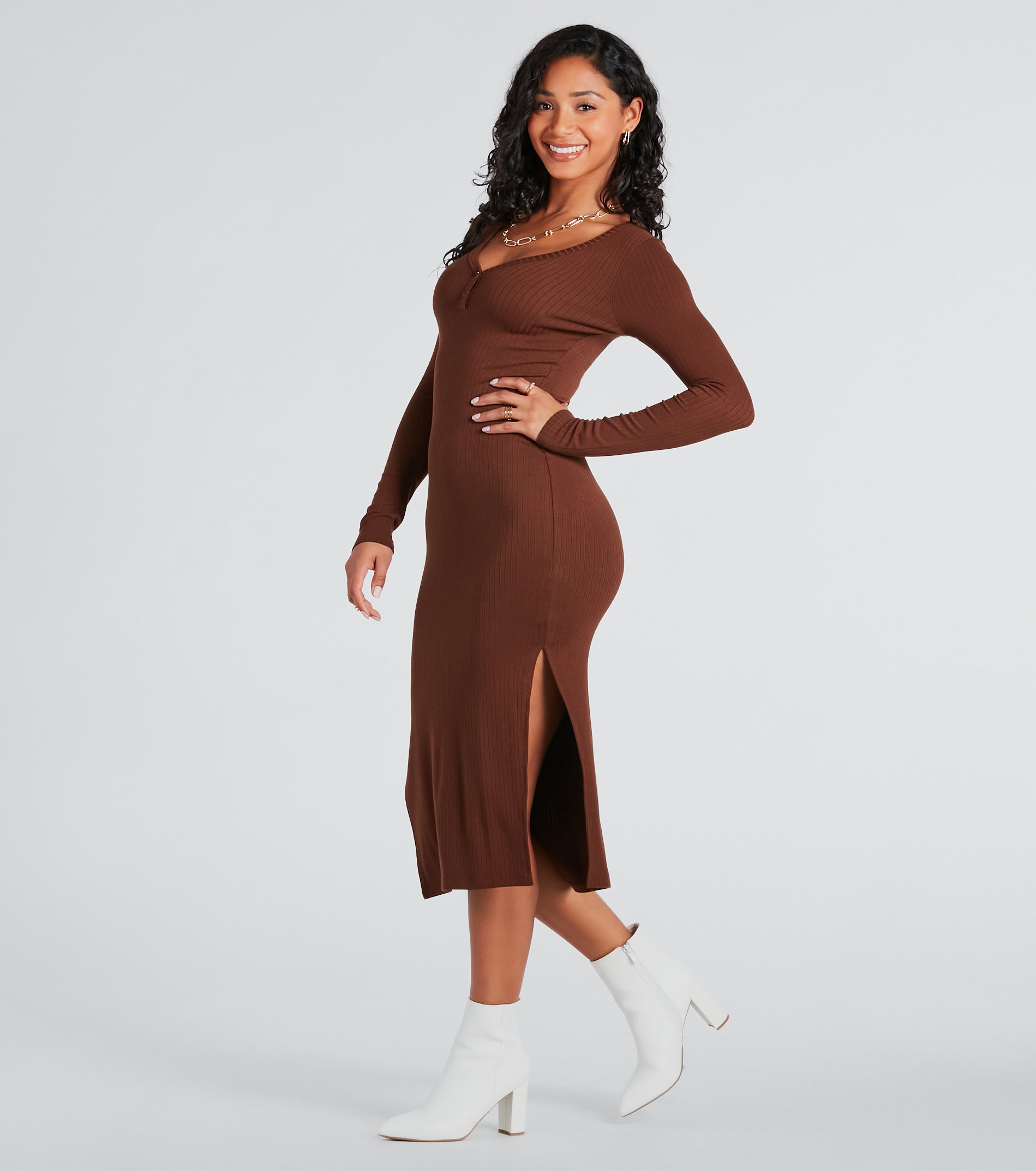 Premium Ribbed Knit Midi Dress - Ultimate Seasonal Staple