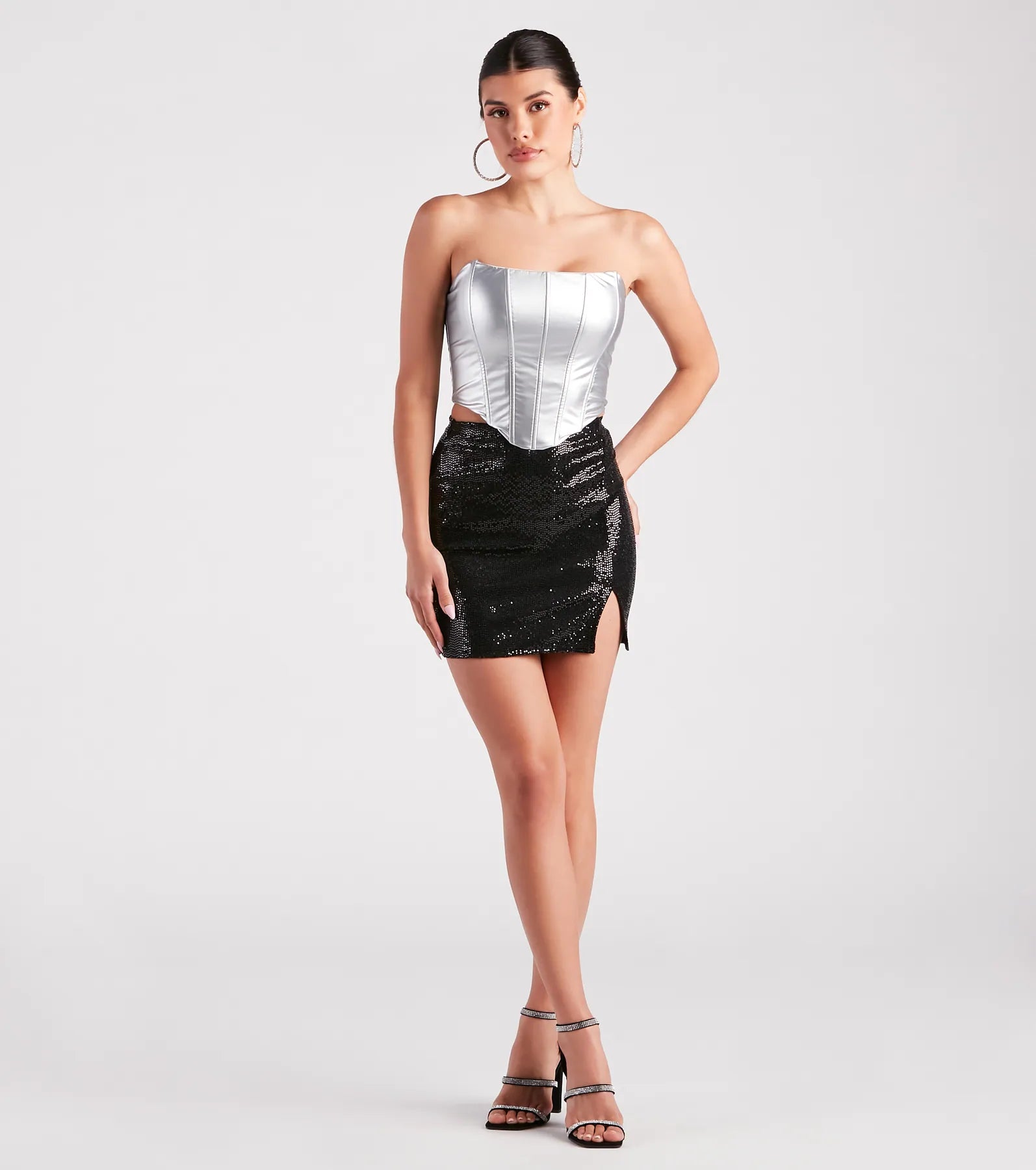 Ultimate Glow Sequin Mini Skirt with Front Slit