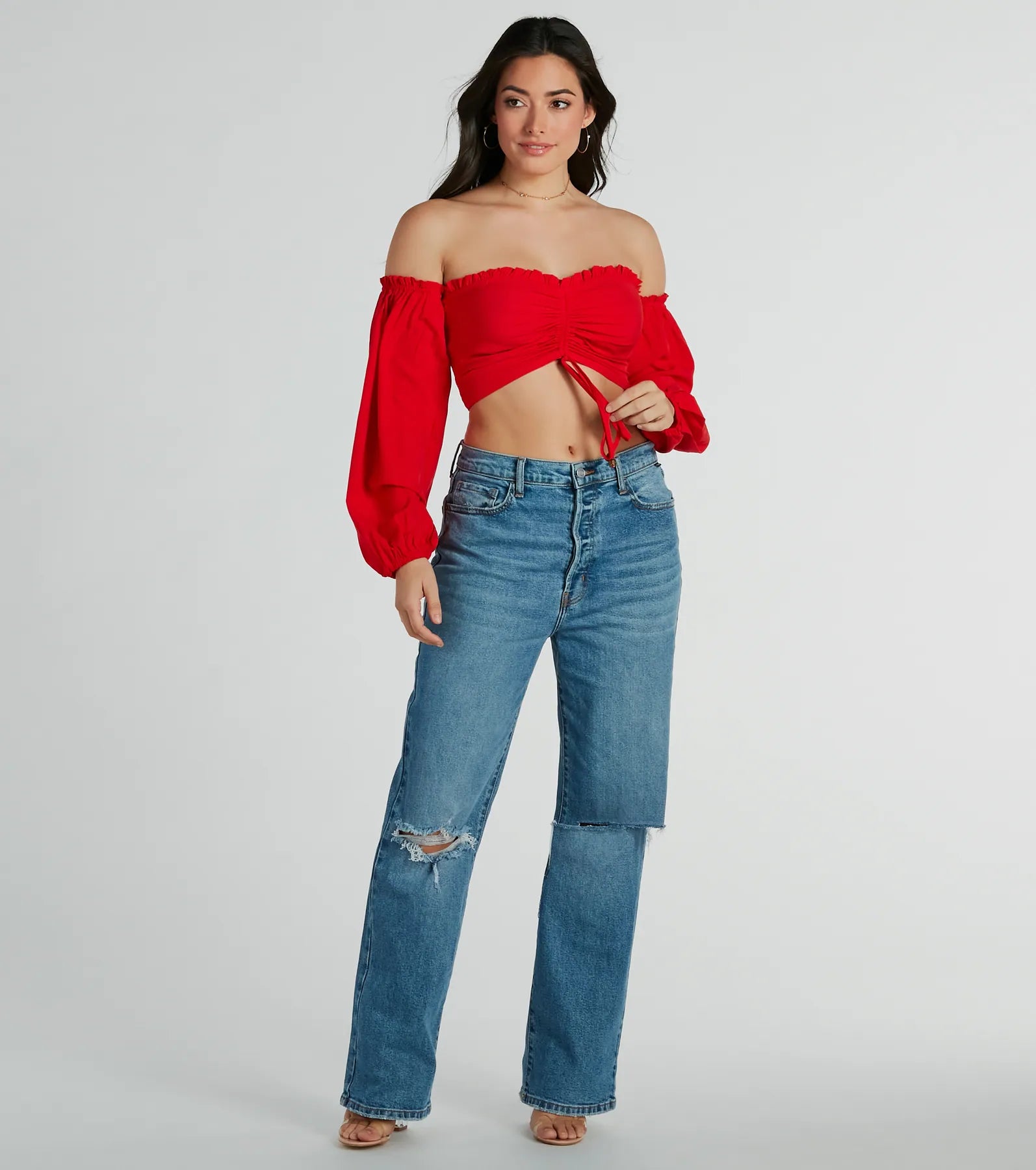 Premium Alluring Daydream Off-The-Shoulder Crop Top - Ultimate Summer Style