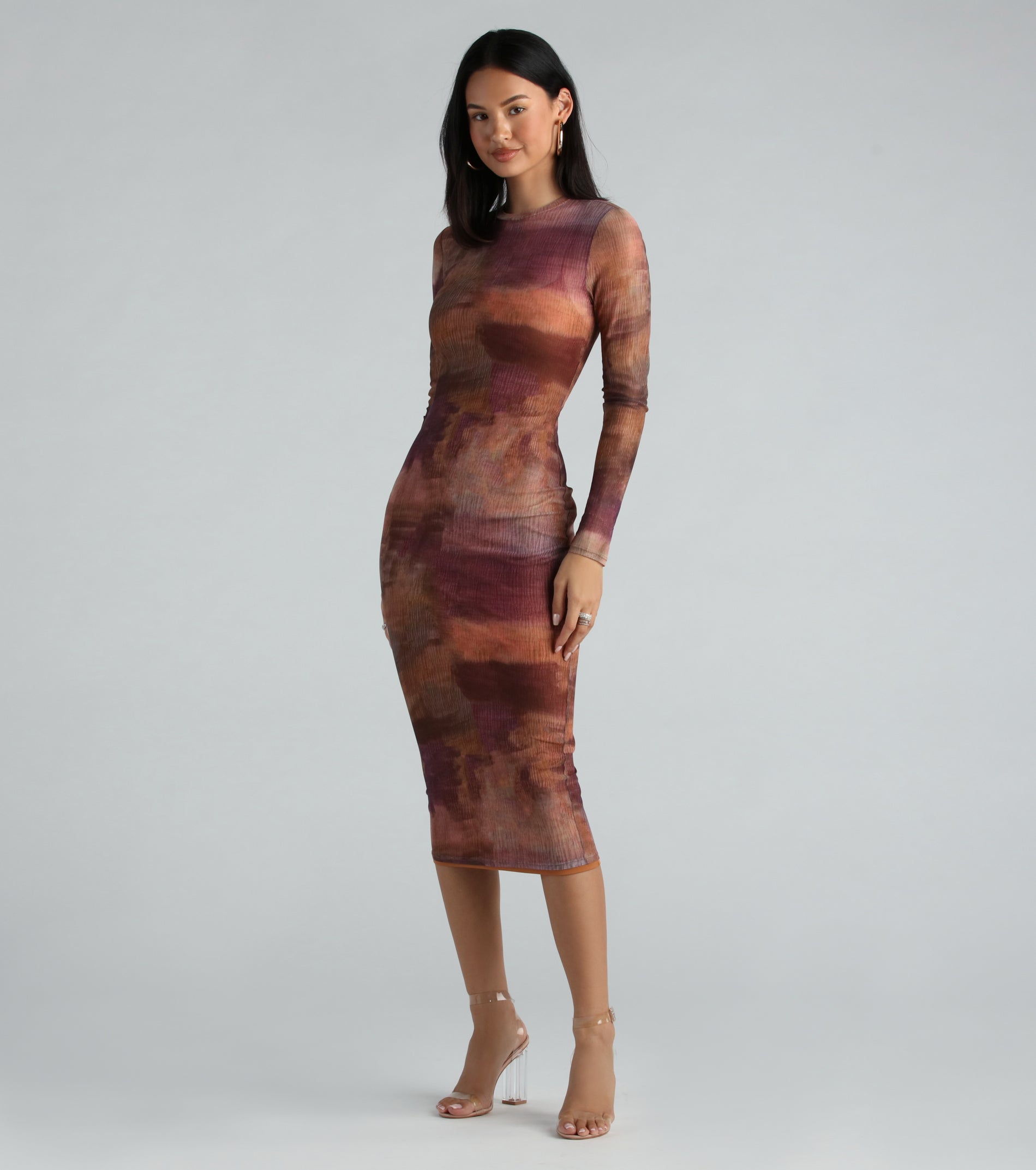 Ultimate Allure Marble Print Midi Dress - Premium Stretch Fit