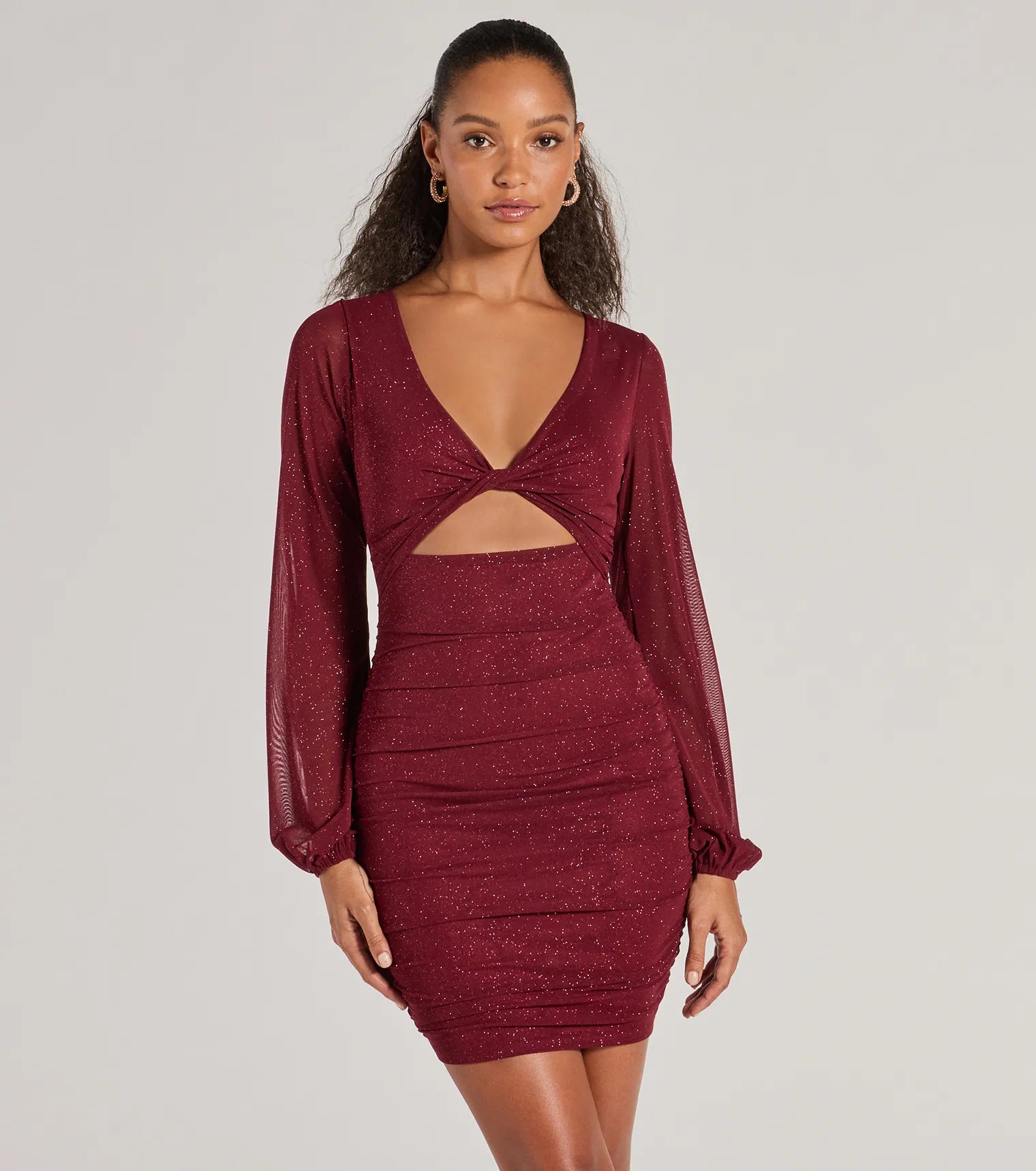 Ultimate Glam Energy Glitter Mesh Mini Dress