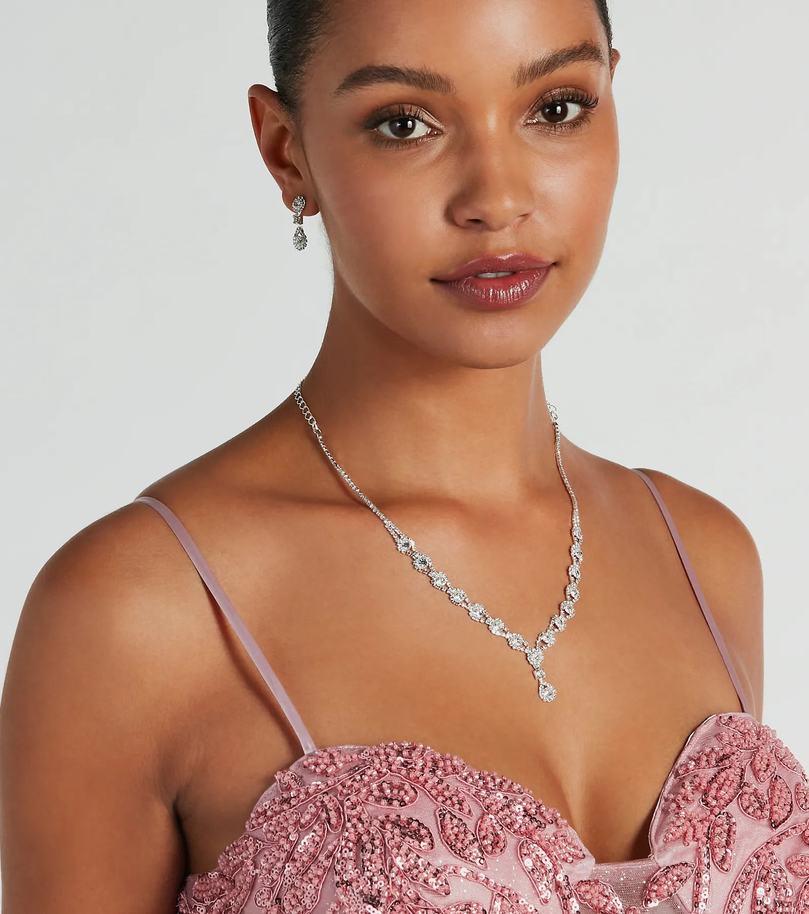 Premium Crystal Teardrop Necklace & Earrings Set