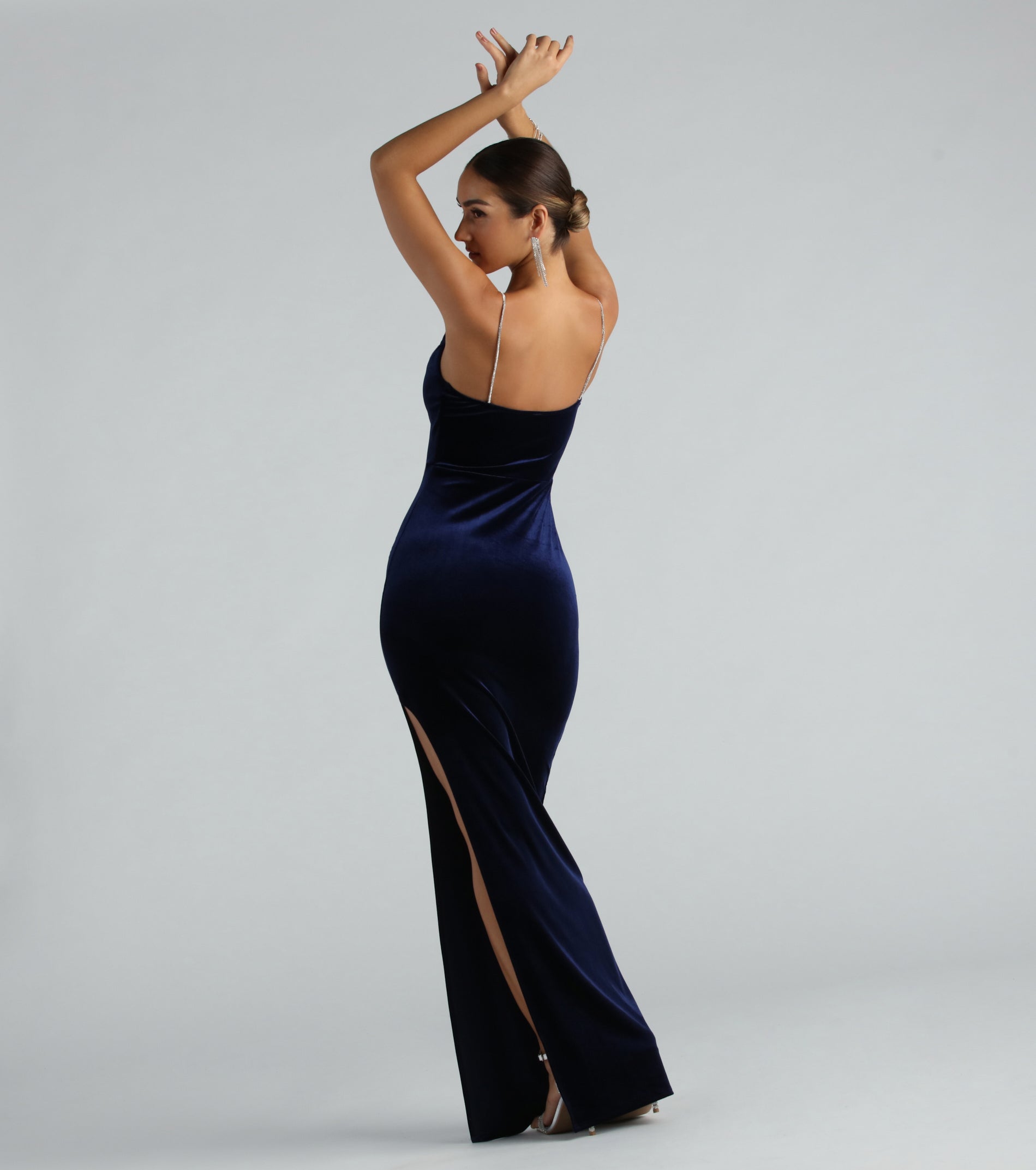 Premium Velvet Rhinestone Glamour Gown