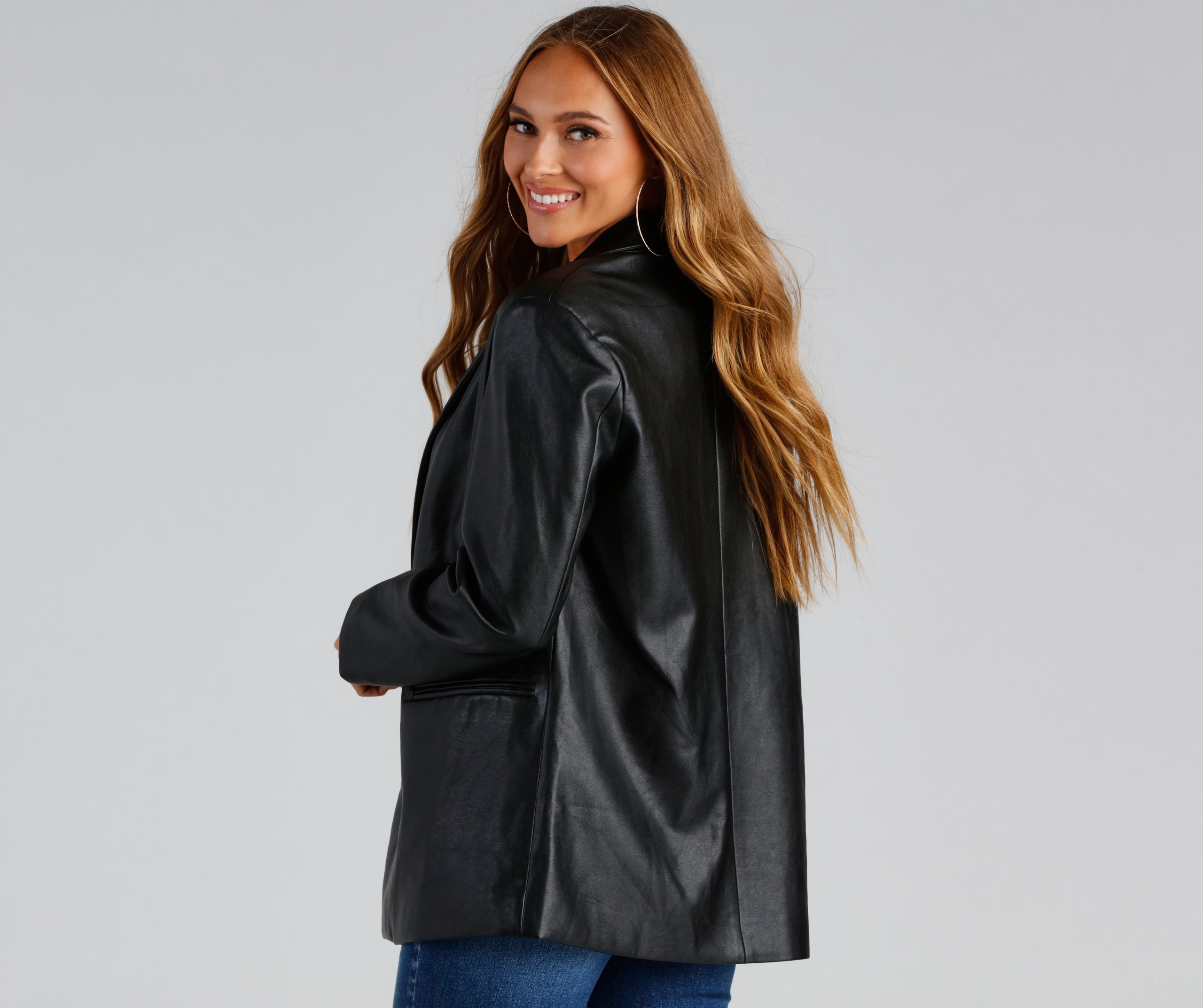Premium Oversized Faux Leather Blazer - Ultimate Style Upgrade