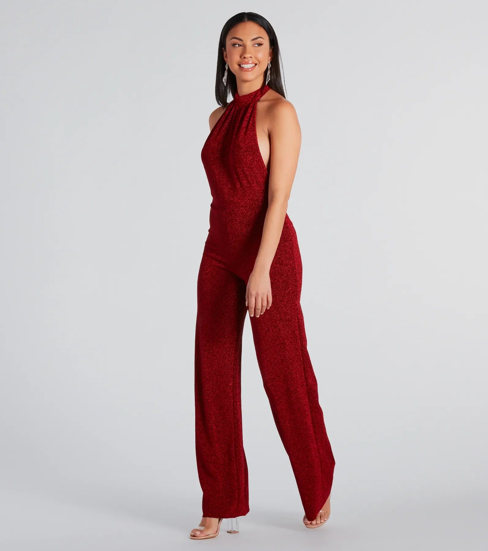 Ultimate Spark Of Glamour Halter Backless Jumpsuit