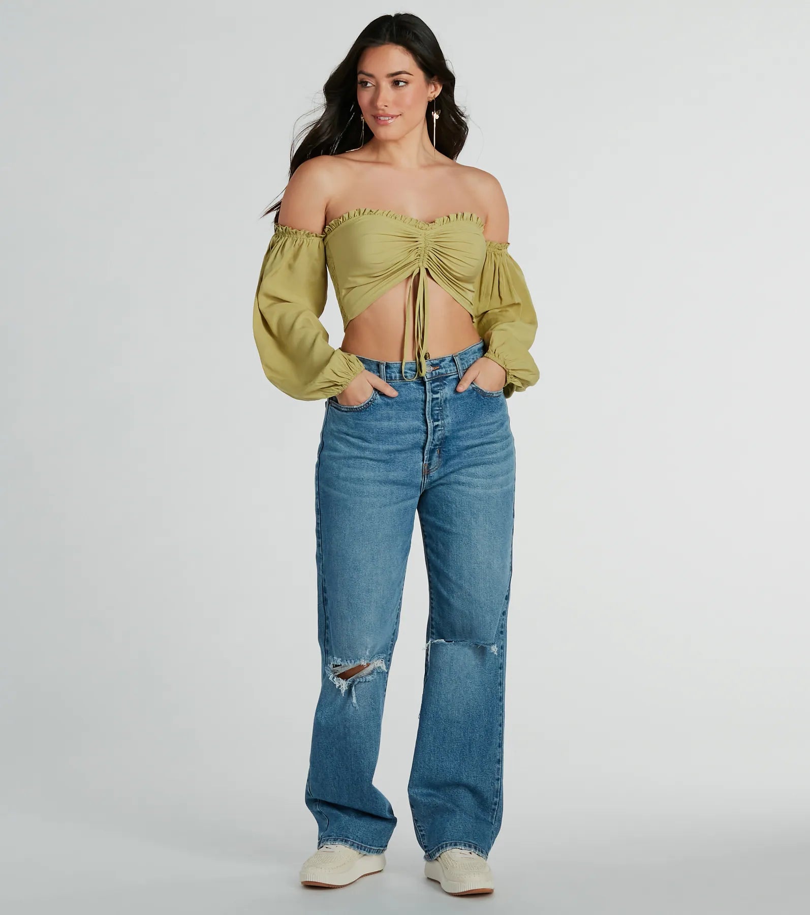 Premium Alluring Daydream Off-The-Shoulder Crop Top - Ultimate Summer Style