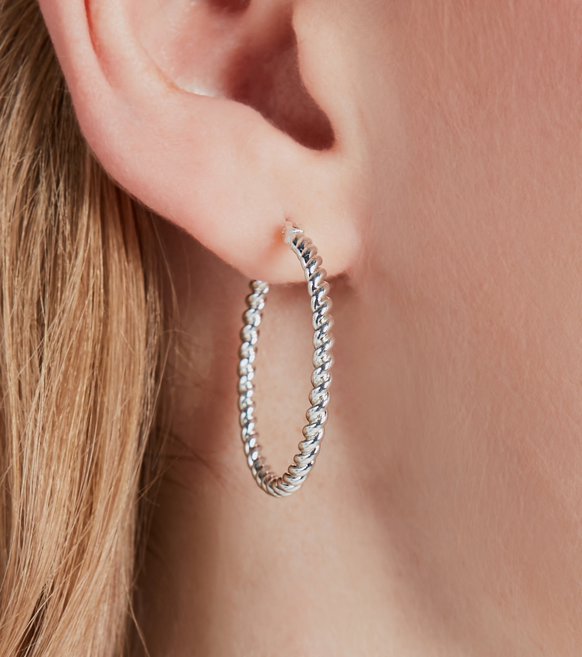 Premium Chic Sterling Silver Twisted Hoop Earrings