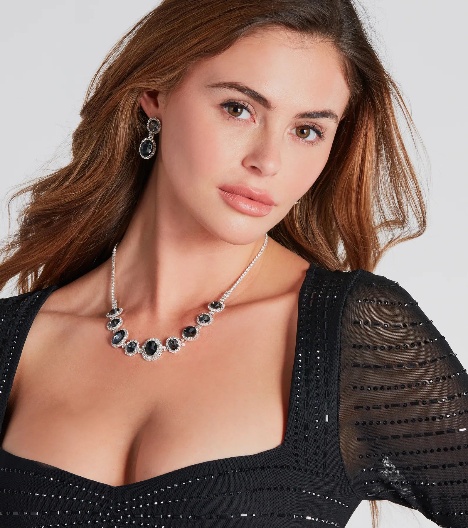 Ultimate Glamour Gemstone Jewelry Set - Necklace & Earrings