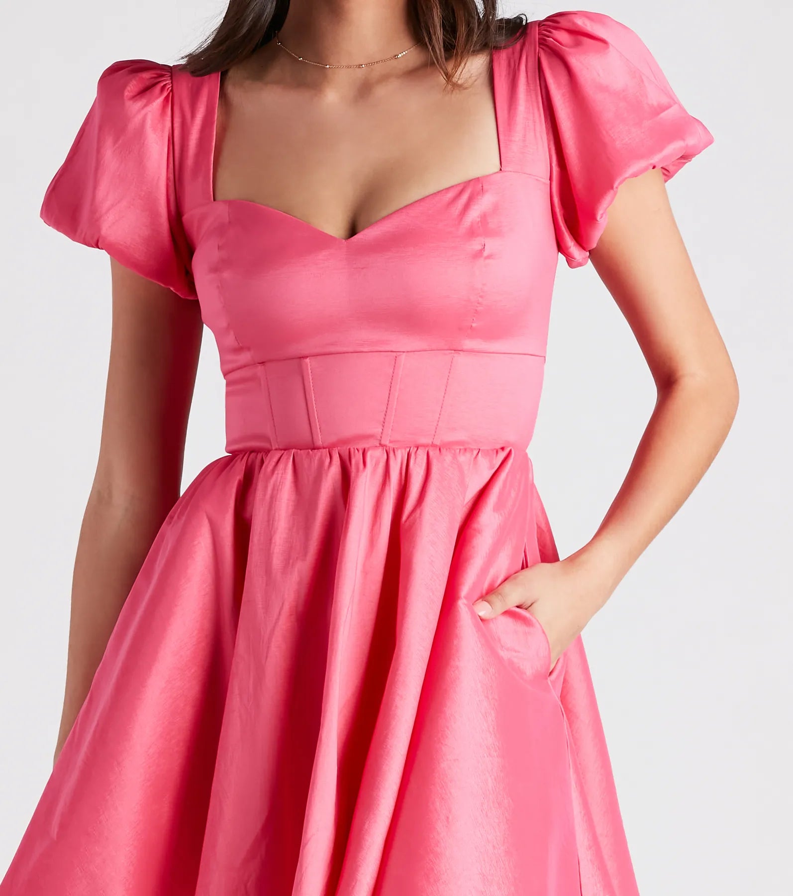 Ultimate Bri Taffeta Puff Sleeve Party Dress