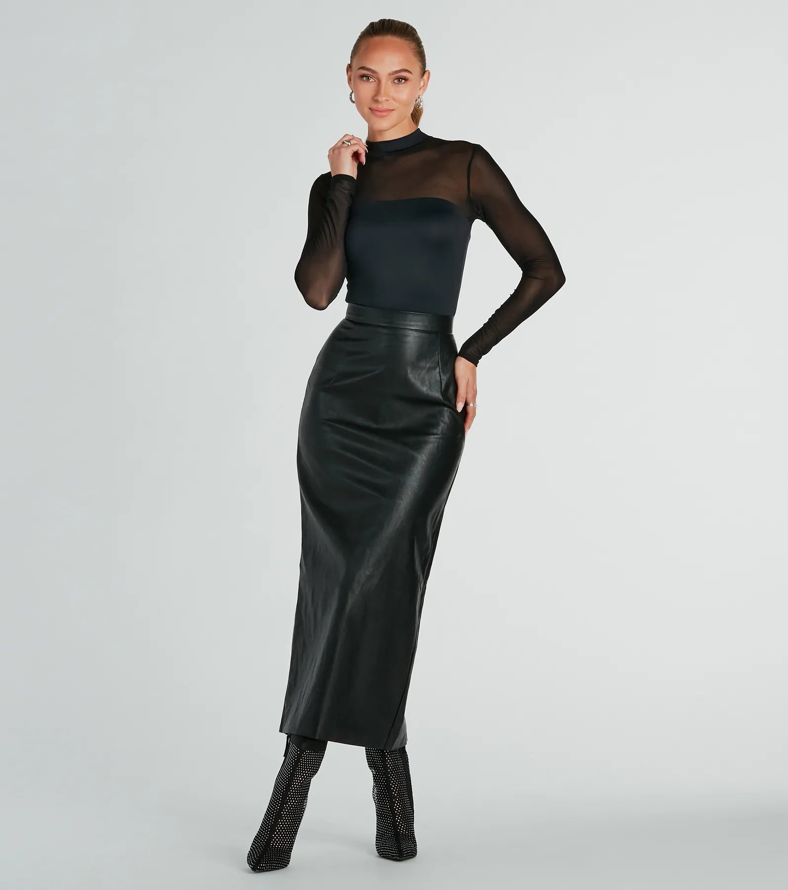 Premium Faux Leather High-Rise Maxi Skirt - Ultimate Style Essential