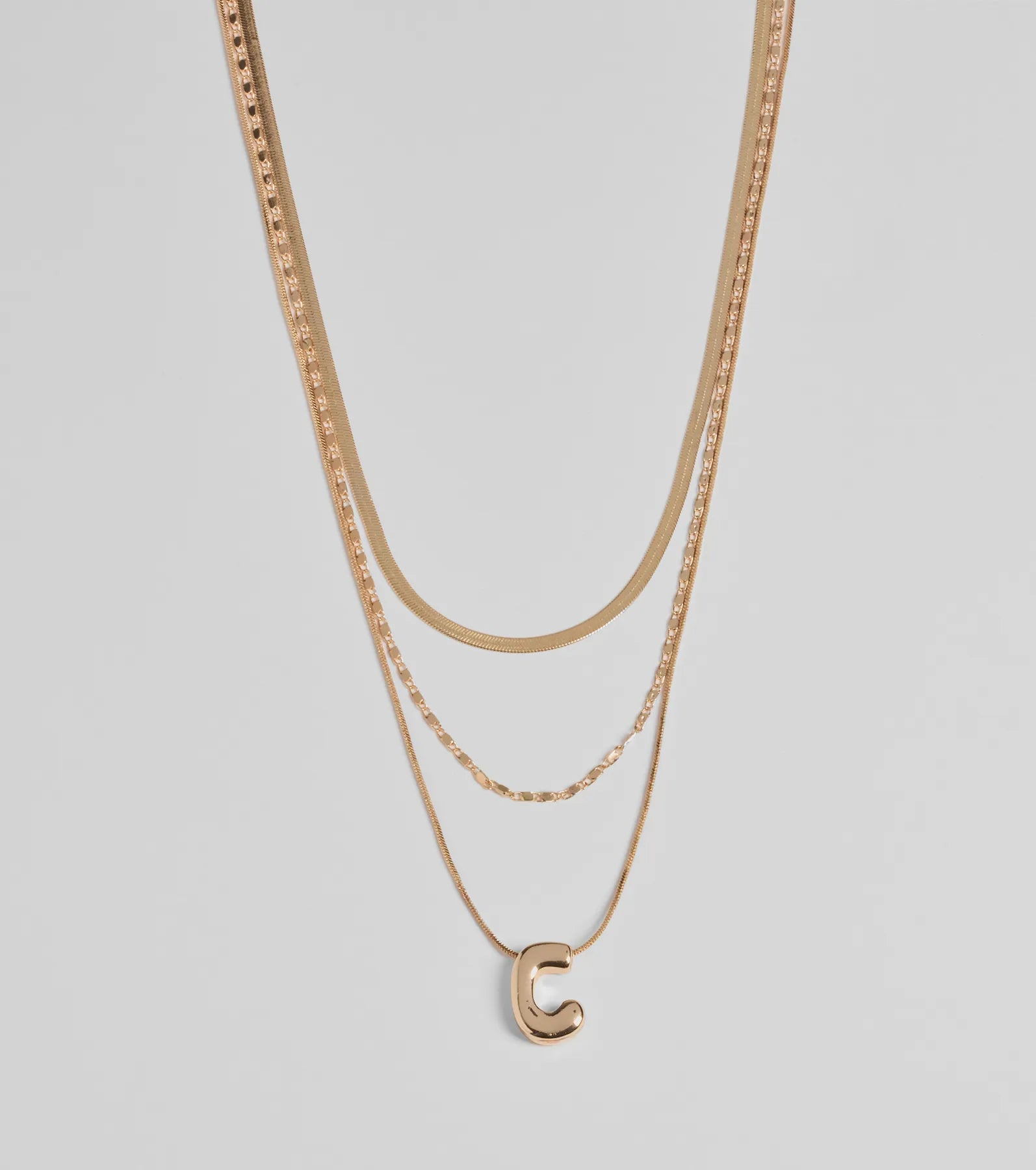 Premium Layered Bubble 'C' Monogram Necklace