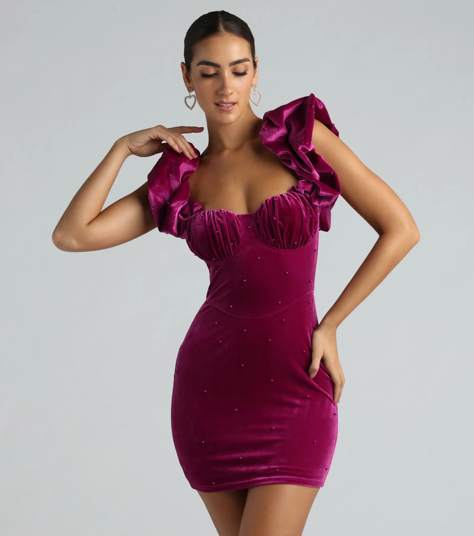 Premium Rachael Velvet Faux Pearl Party Dress - Ultimate Glamour