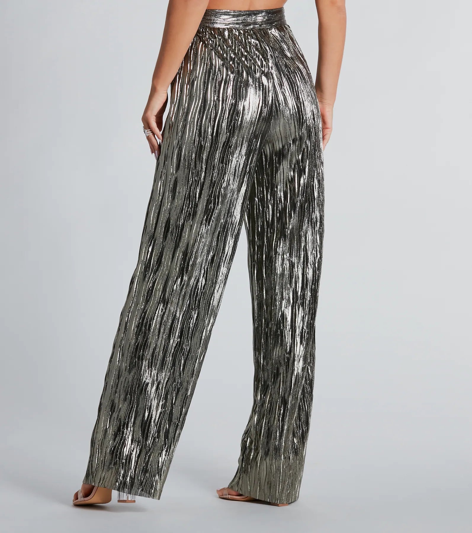 Premium Metallic Plisse Wide-Leg Pants - Dare to Impress