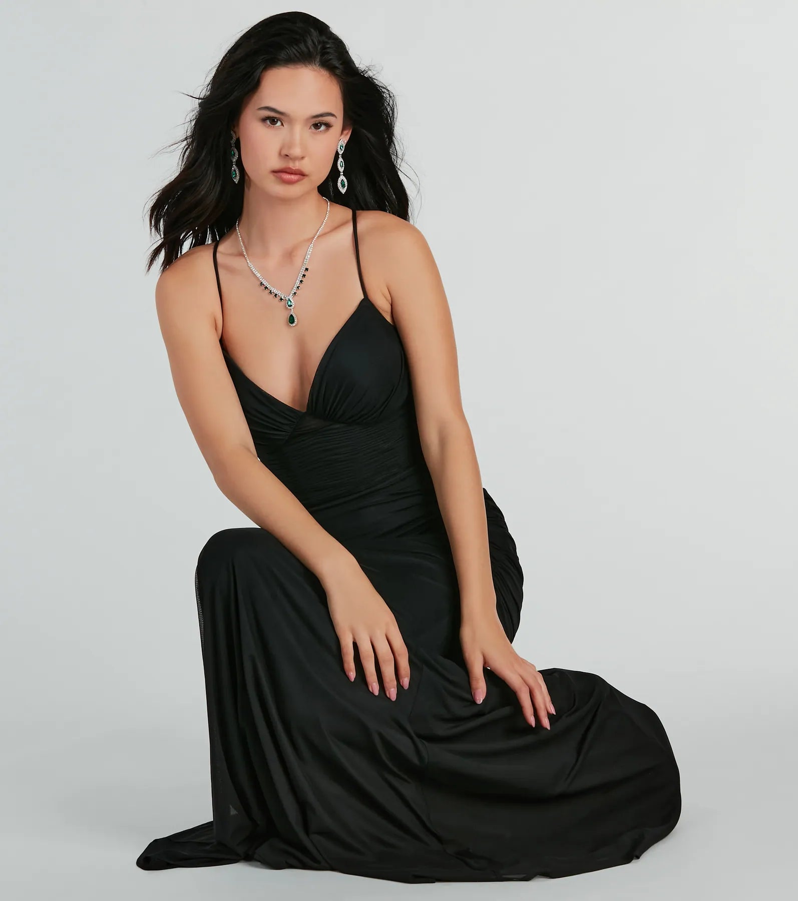 Ultimate Lexi Elegance: Mesh Lace-Up Mermaid Gown