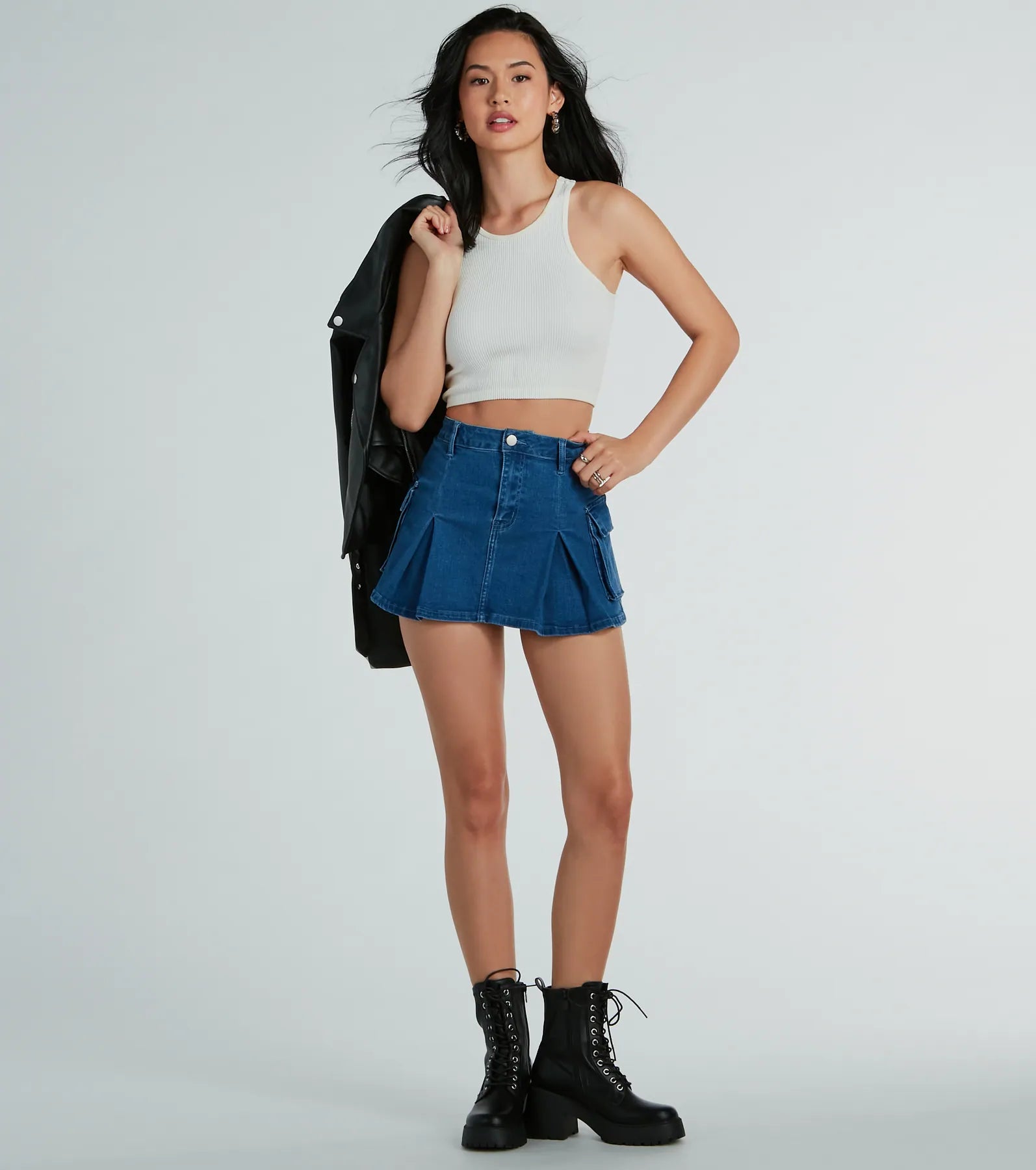 Premium Channel Cute Mid-Rise Pleated Denim Mini Skirt - Upgrade Your Style