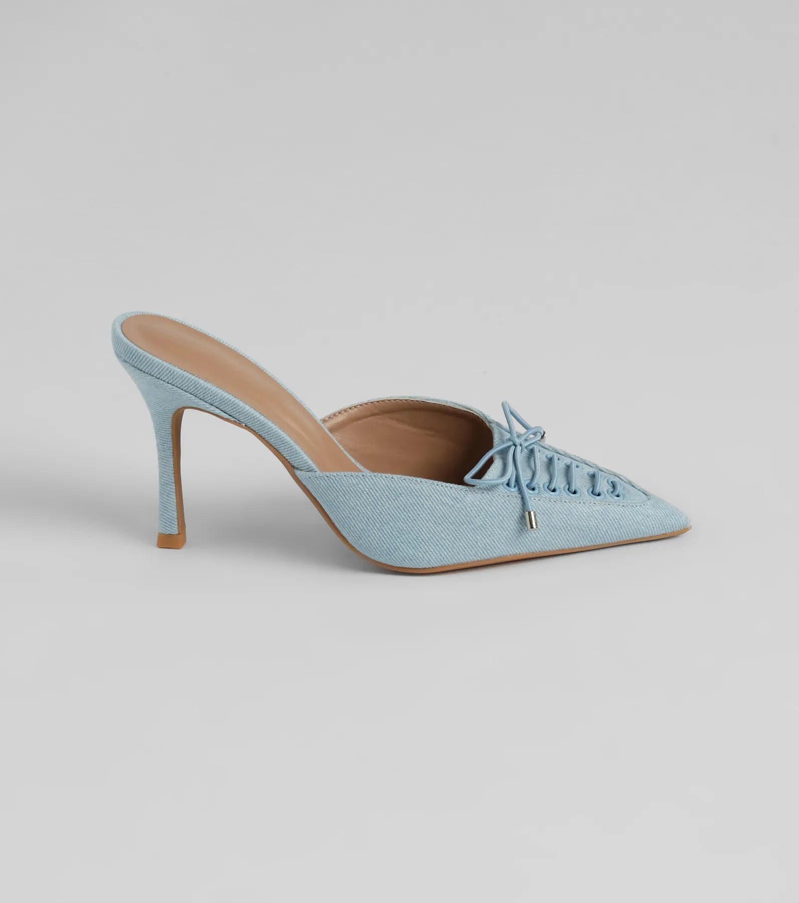 Ultimate Vintage Allure Lace-Up Denim Stiletto Pumps