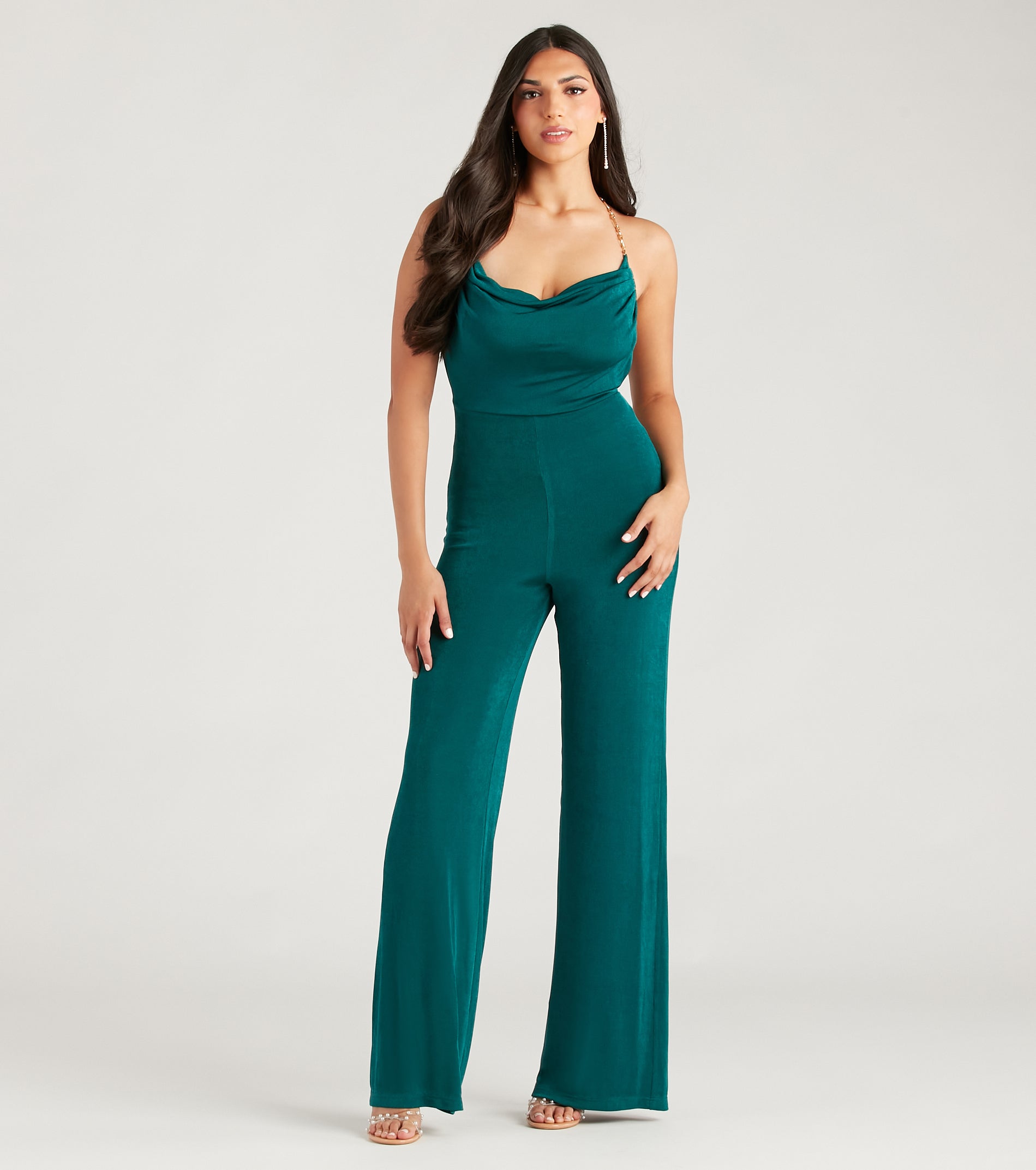 Ultimate Edgy Perfection Chain Strap Jumpsuit