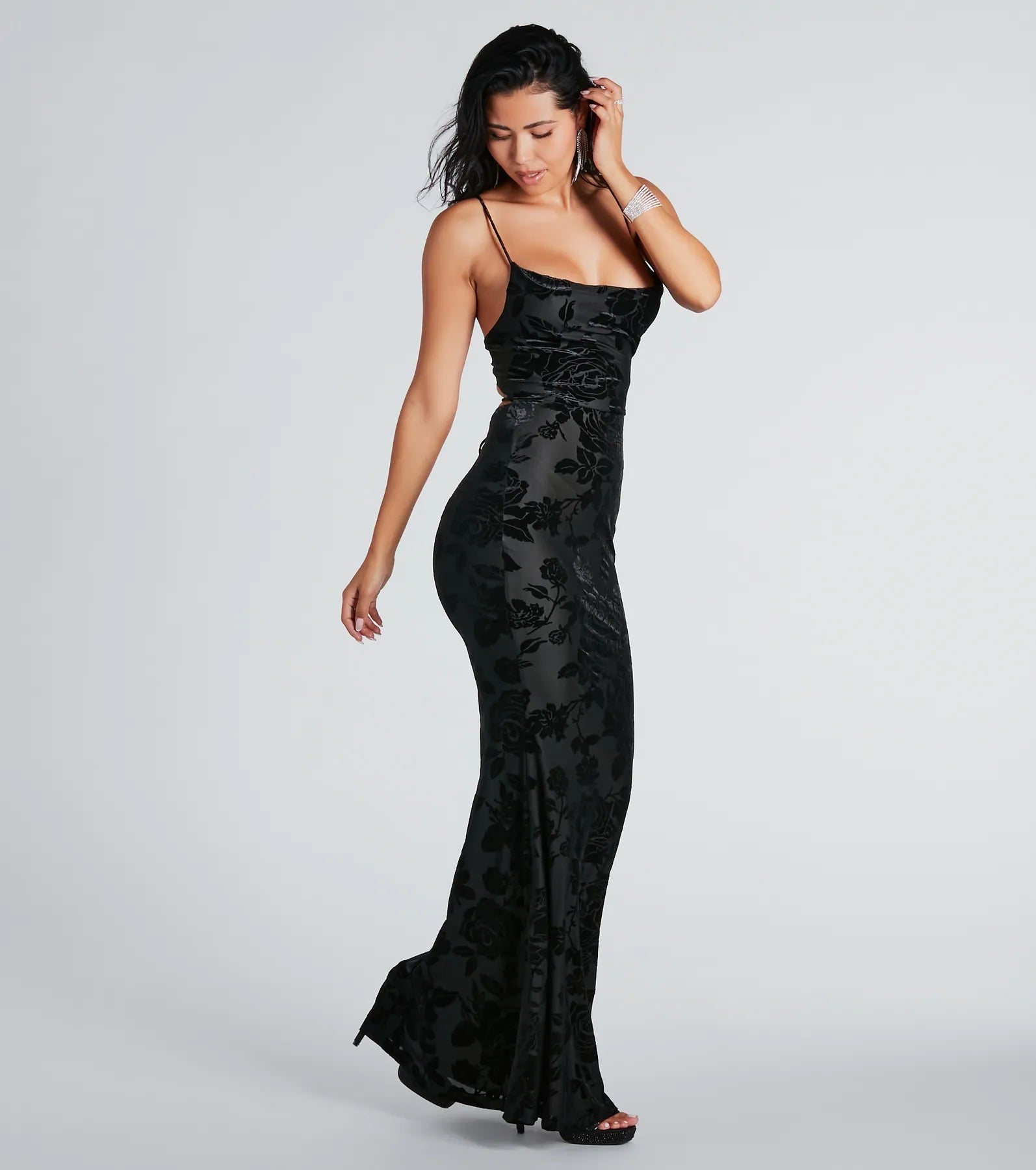 Ultimate Ally Velvet Burnout Mermaid Gown - Premium Formal Dress