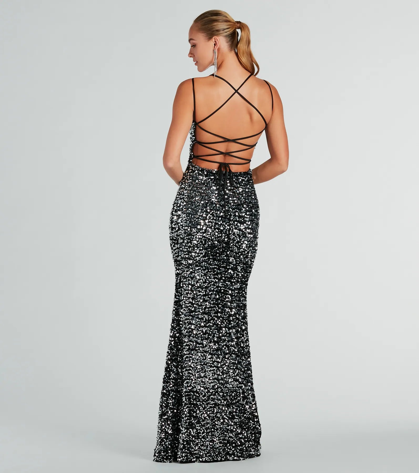 Premium Kiara Glamour Sequin Velvet Mermaid Gown