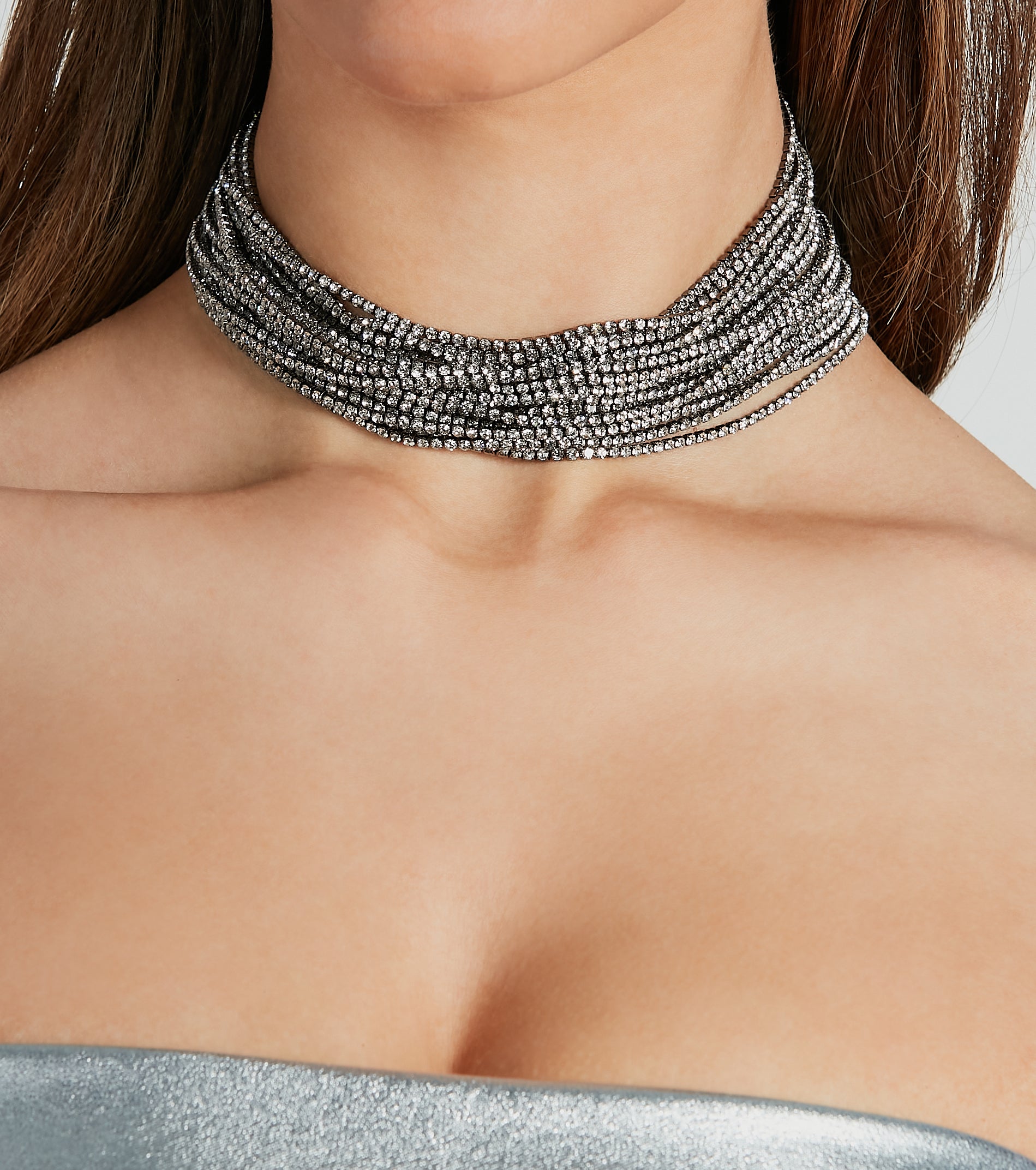 Ultimate Glam Rhinestone Multi-Row Choker Necklace