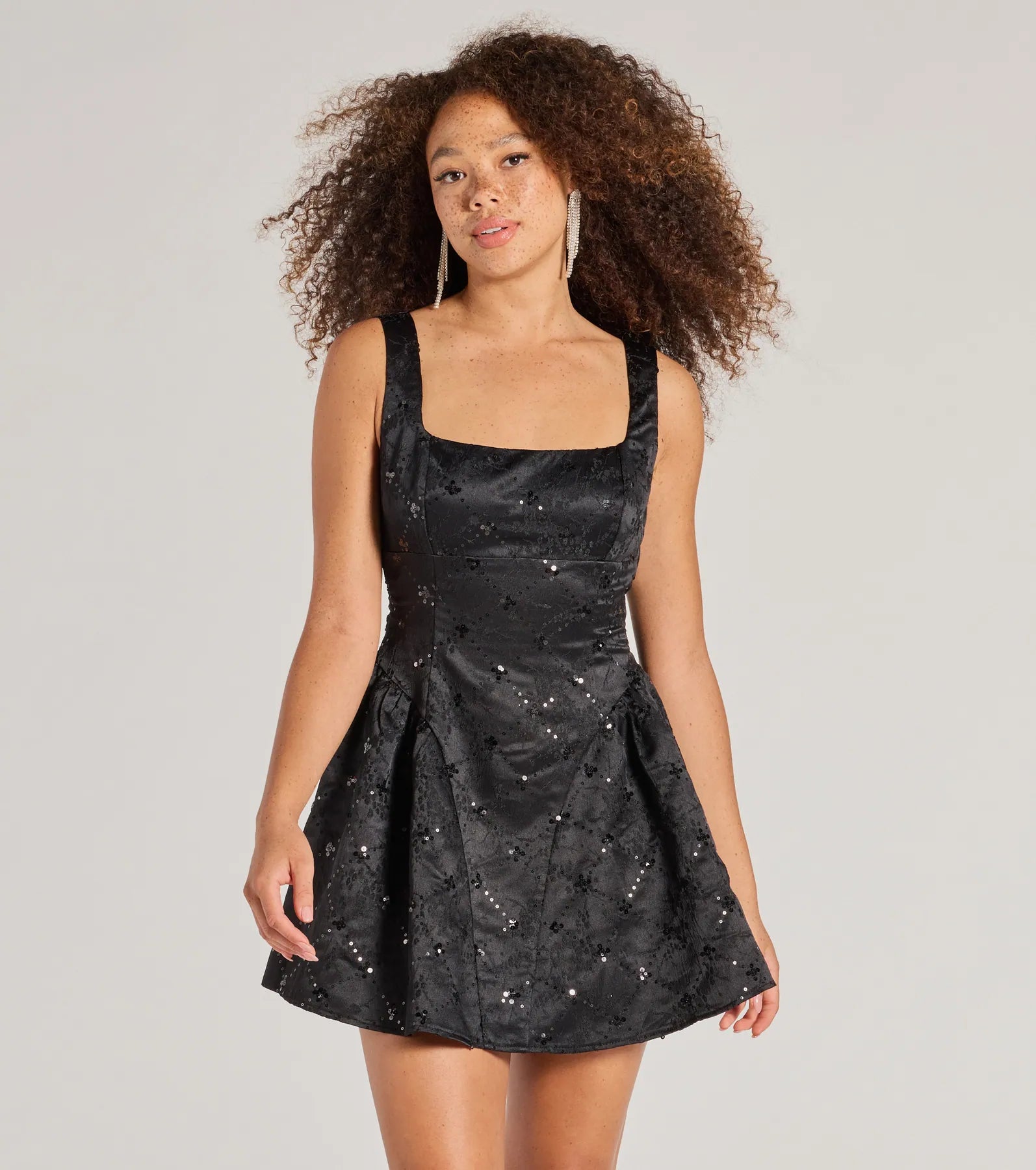 Ultimate Glam Sequin Drop Waist Party Dress