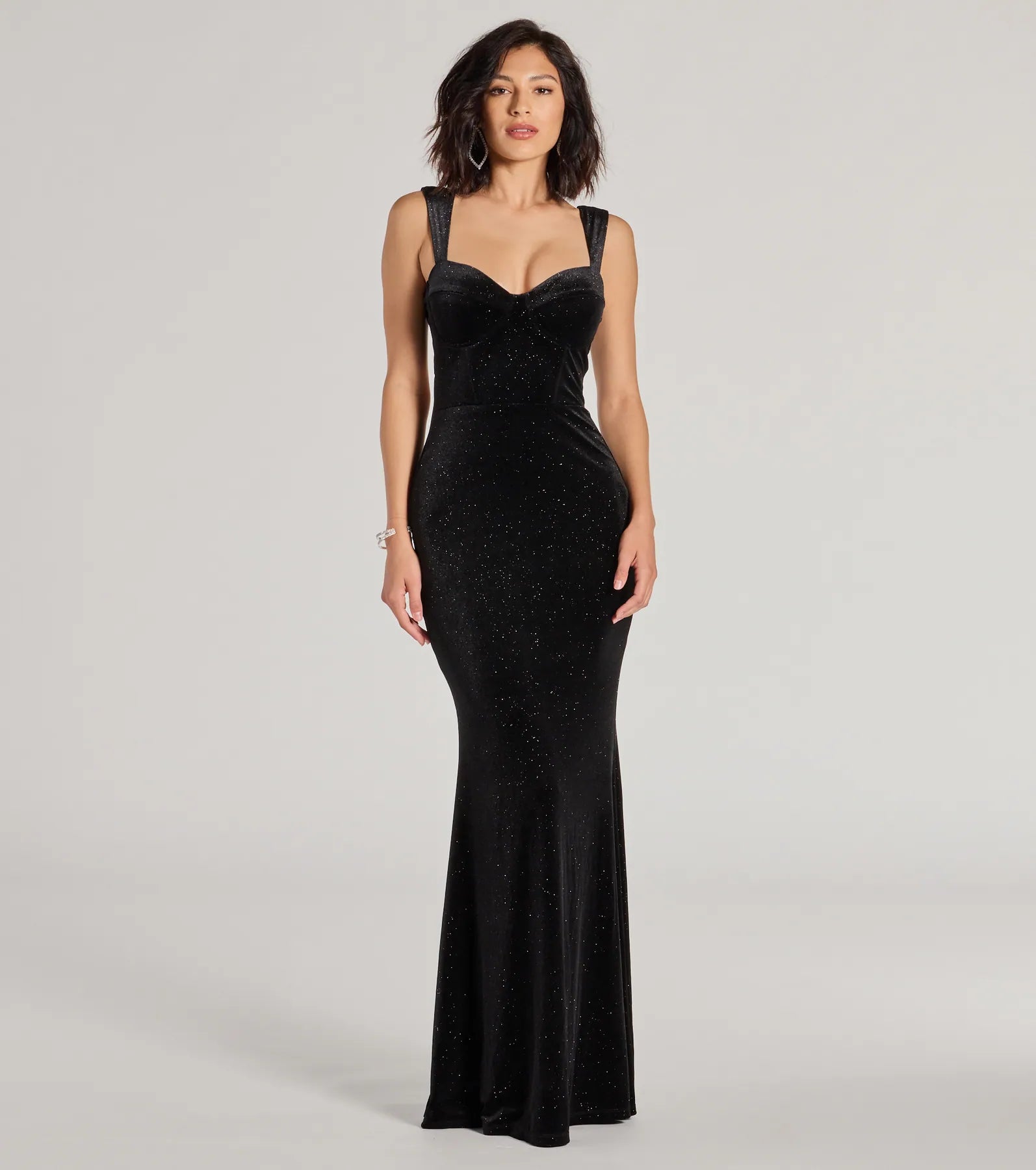 Premium Veronica Glitter Velvet Mermaid Dress - Ultimate Elegance