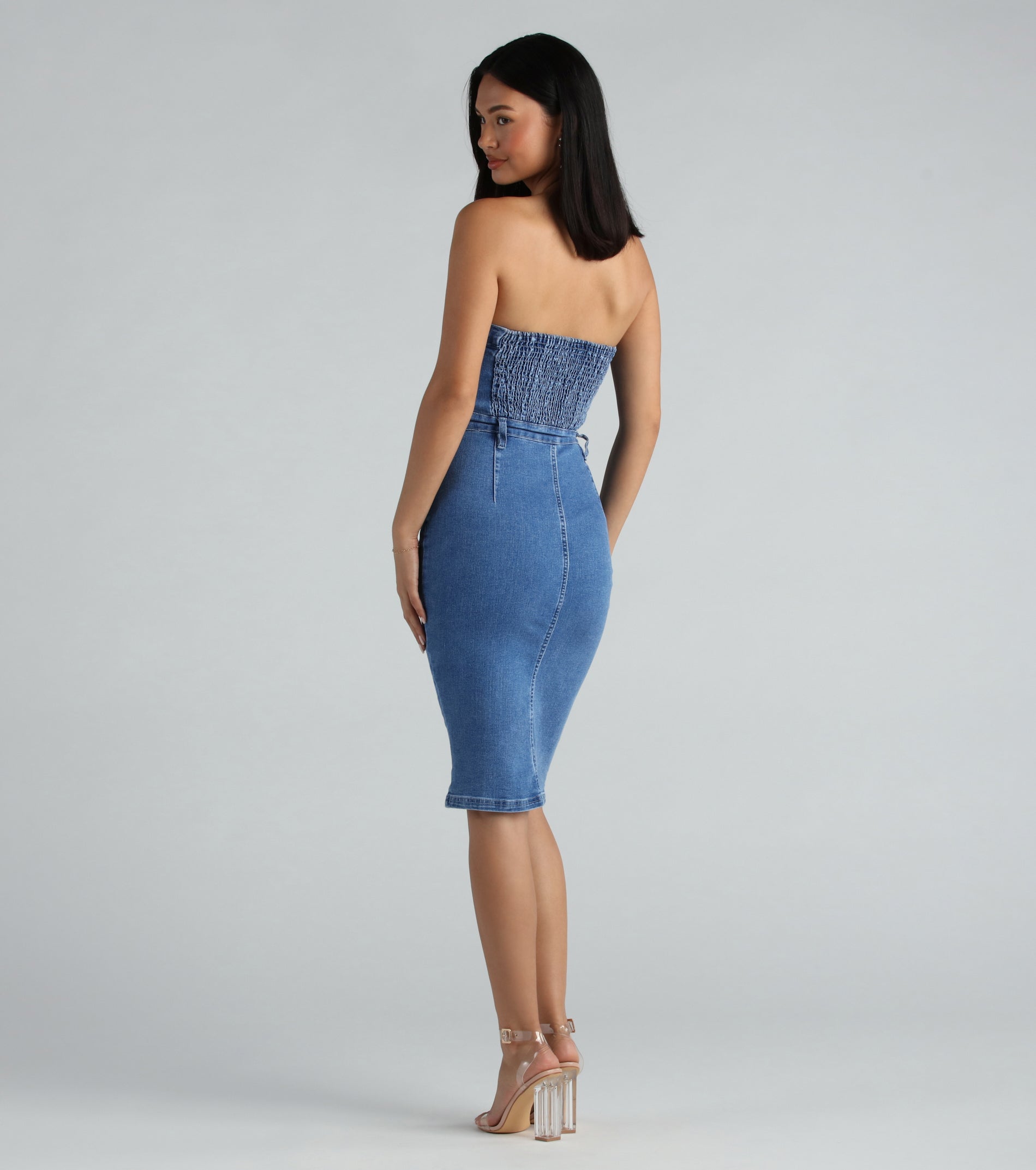 Ultimate Denim Strapless Midi Dress - Effortless Elegance