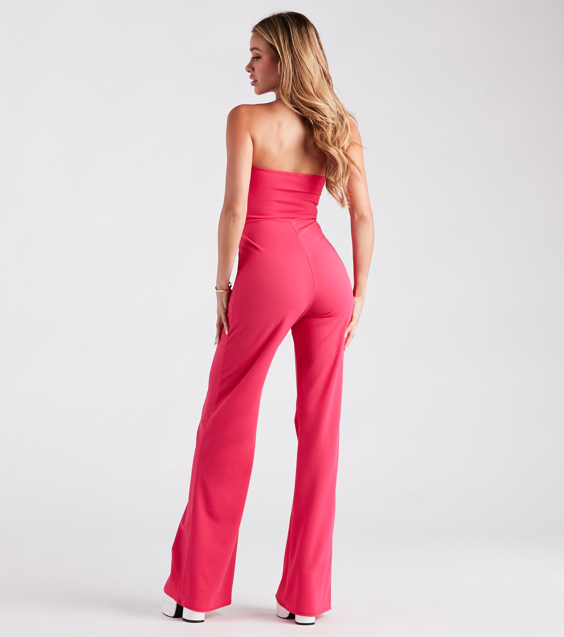 Ultimate Show-Stopper Strapless Crepe Bow Jumpsuit