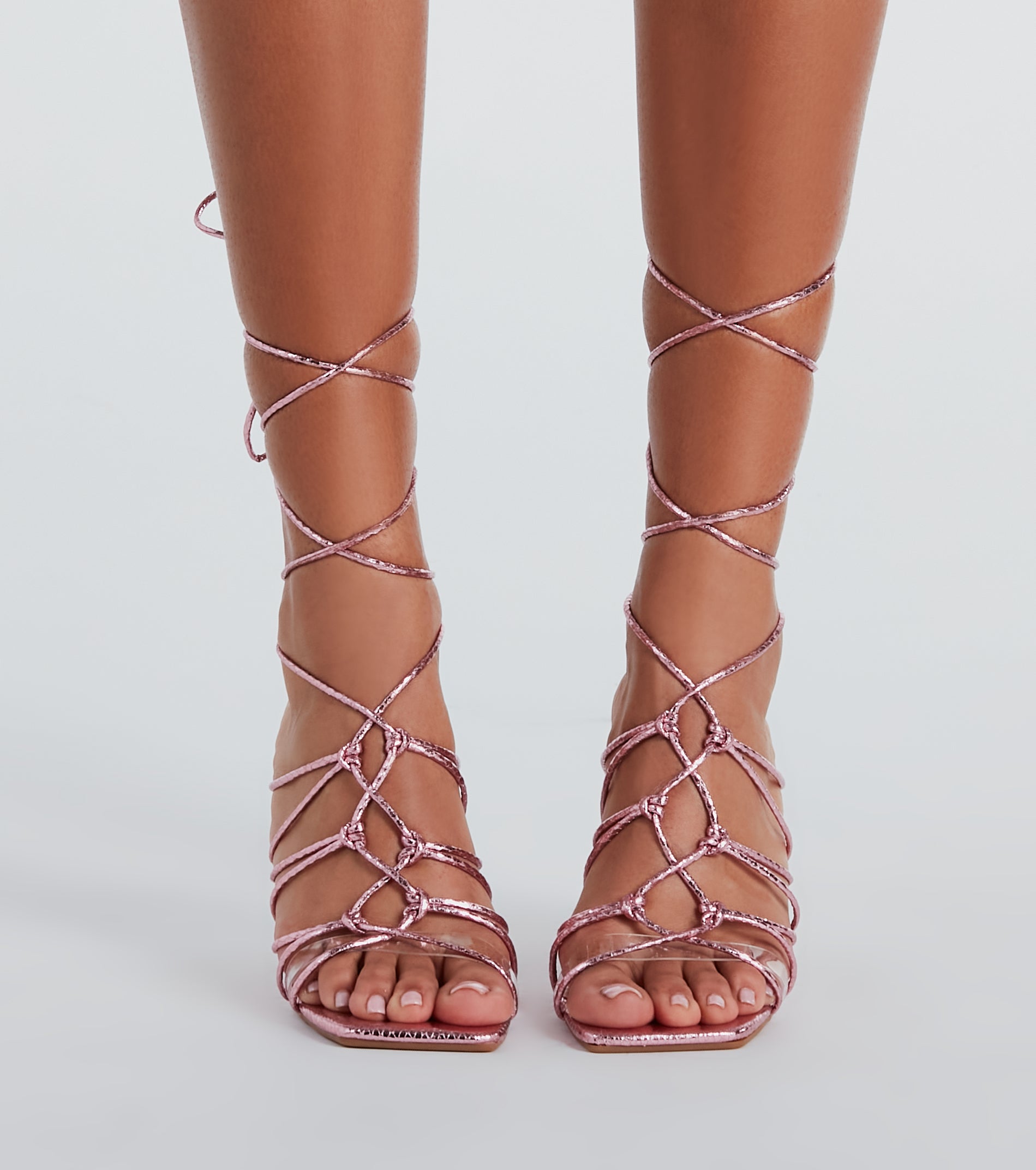 Ultimate Metallic Strappy Heels - Modern Caged Design