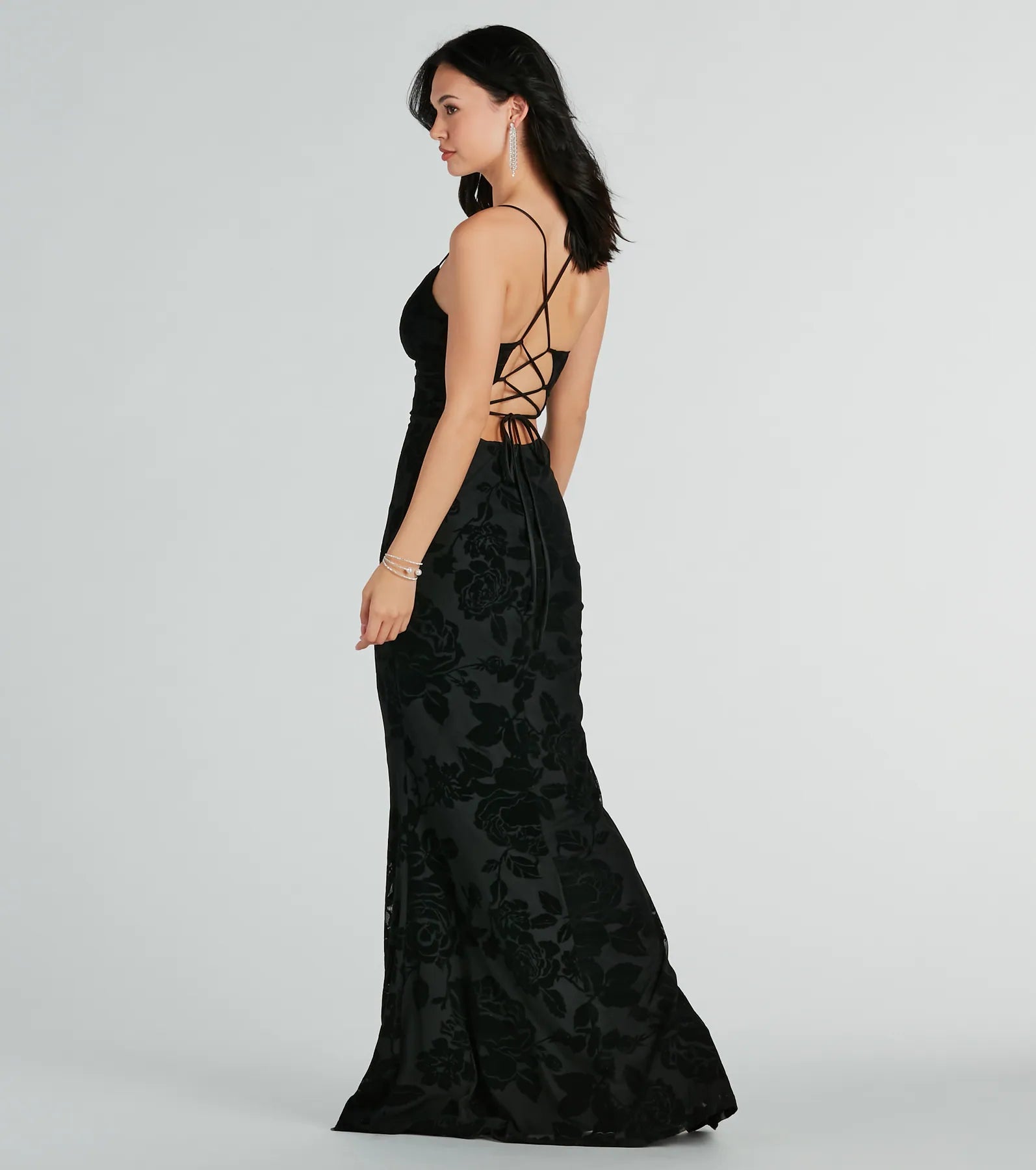 Aly Premium Velvet Lace-Up Mermaid Evening Gown