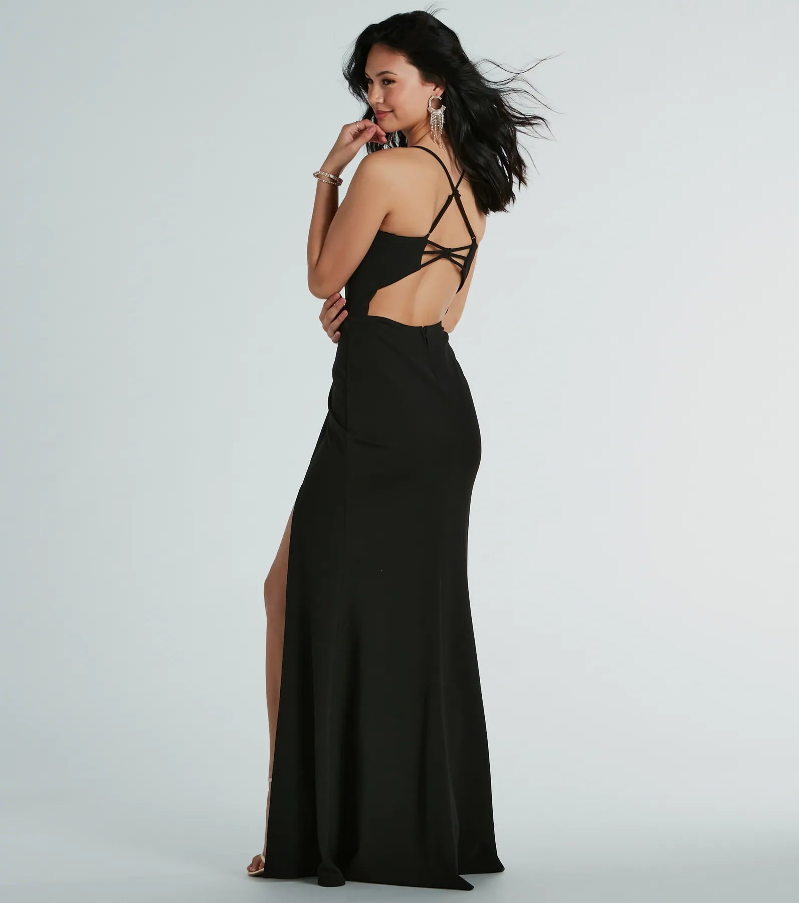 Premium Brianna Strappy Back Mermaid Crepe Formal Dress