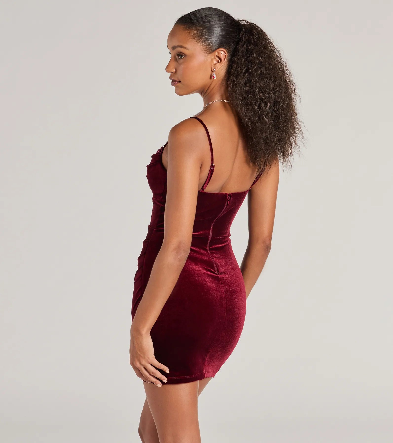 Ultimate Alyssa Velvet Mini Dress with Beaded Applique