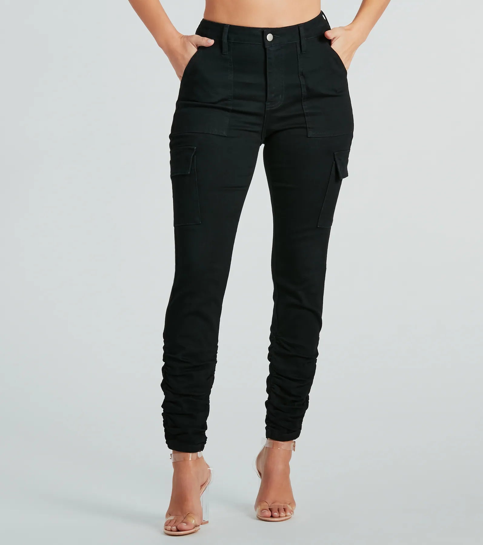 Premium Effortless Vibe High-Rise Cargo Skinny Jeans