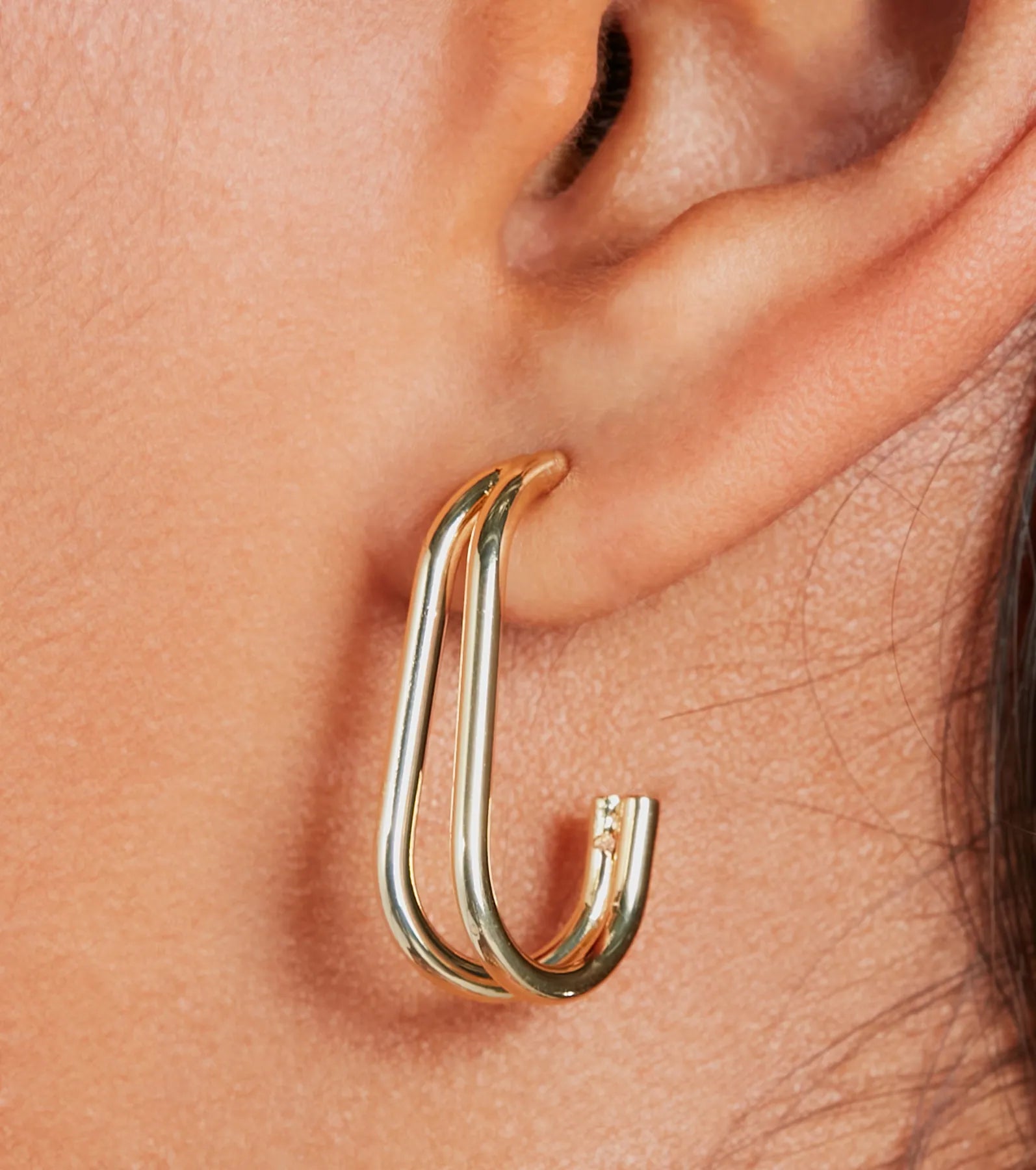 Premium 14K Gold Plated Double Hoop Earrings - Modern Luxe Style