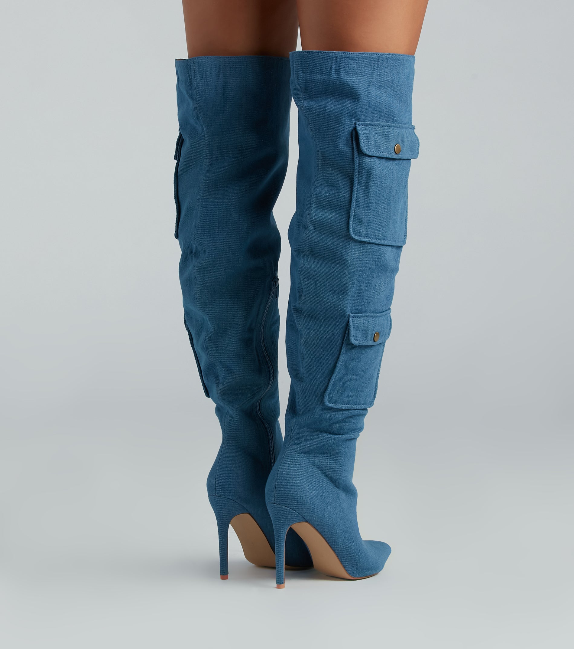 Ultimate Bold Babe Denim Over-The-Knee Stiletto Boots