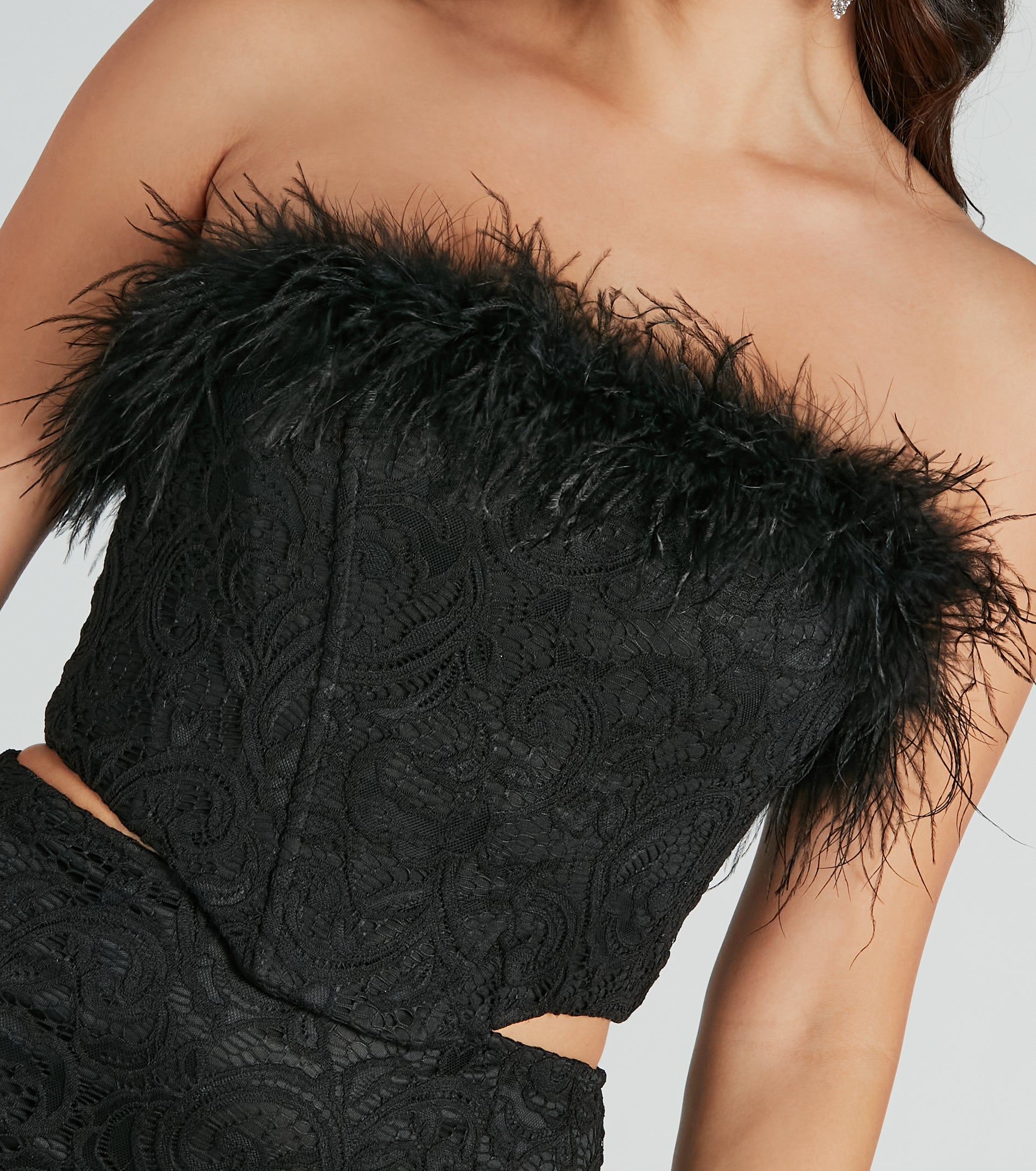 Ultimate Romantic Mood Floral Lace Marabou Bustier