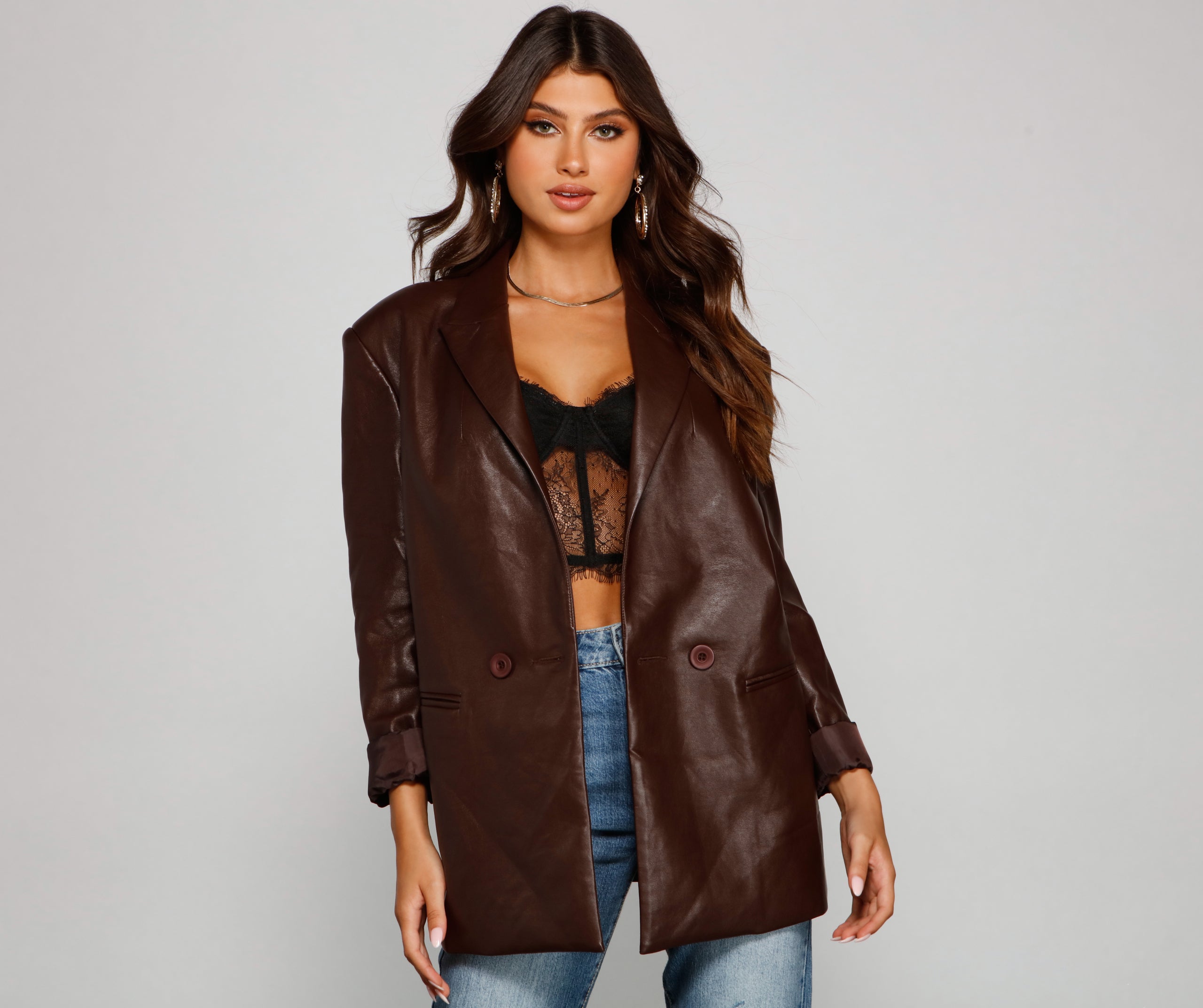 Premium Oversized Faux Leather Blazer - Ultimate Style Upgrade