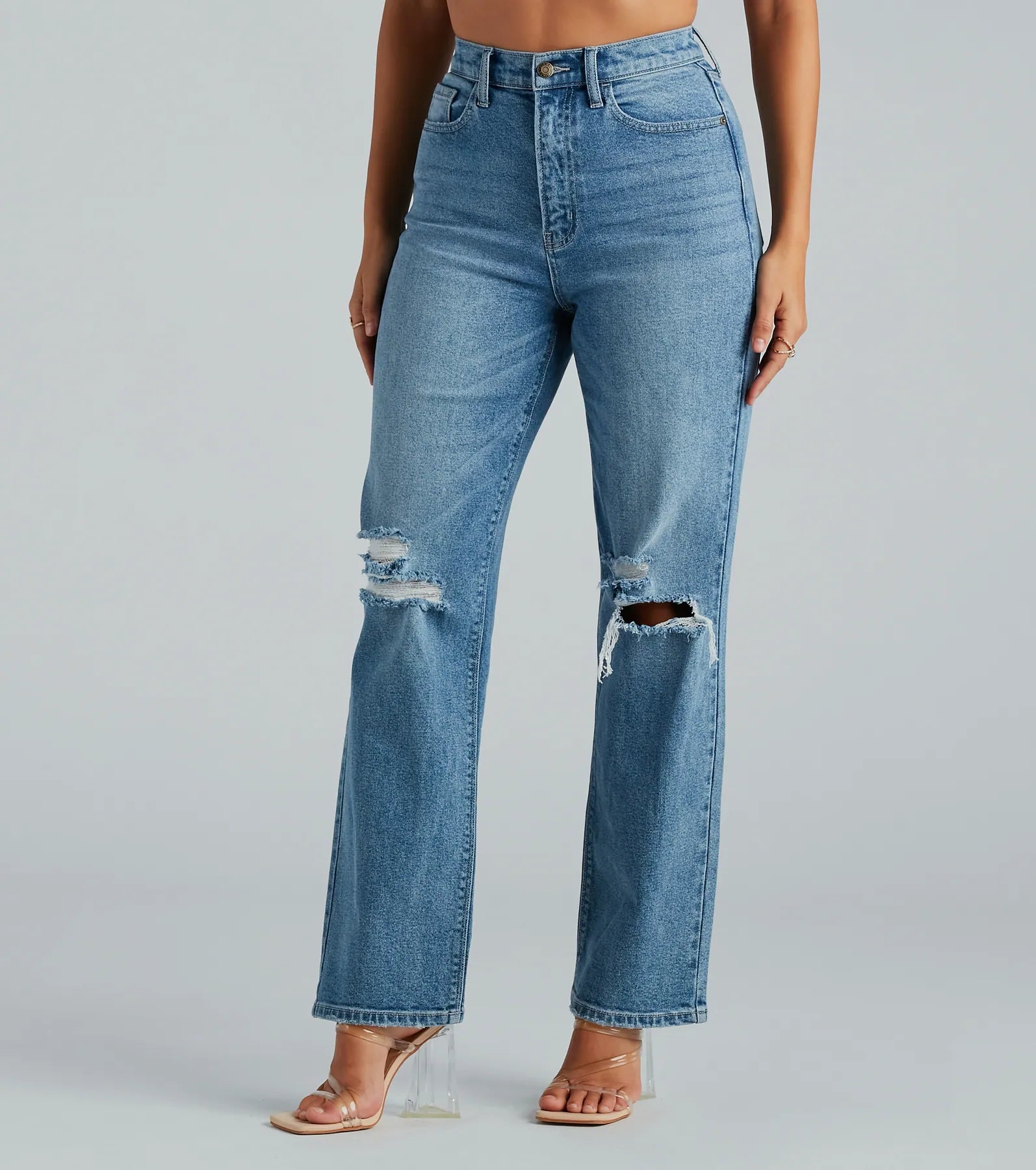 Ultimate High-Rise Destructed Straight-Leg Jeans - Perfect Pair for Everyday Style